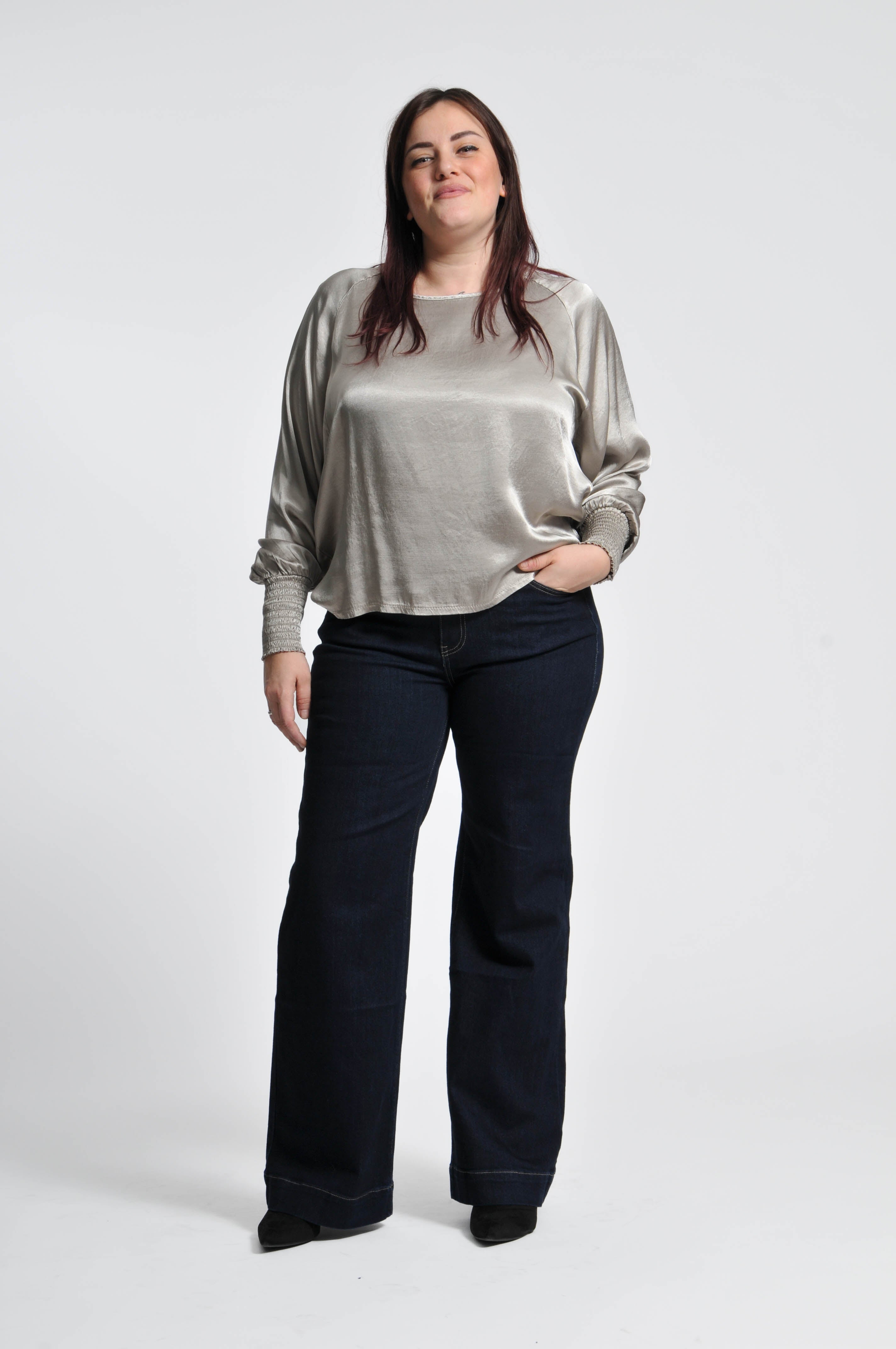 Ocean Blouse with Elastic Sleeves