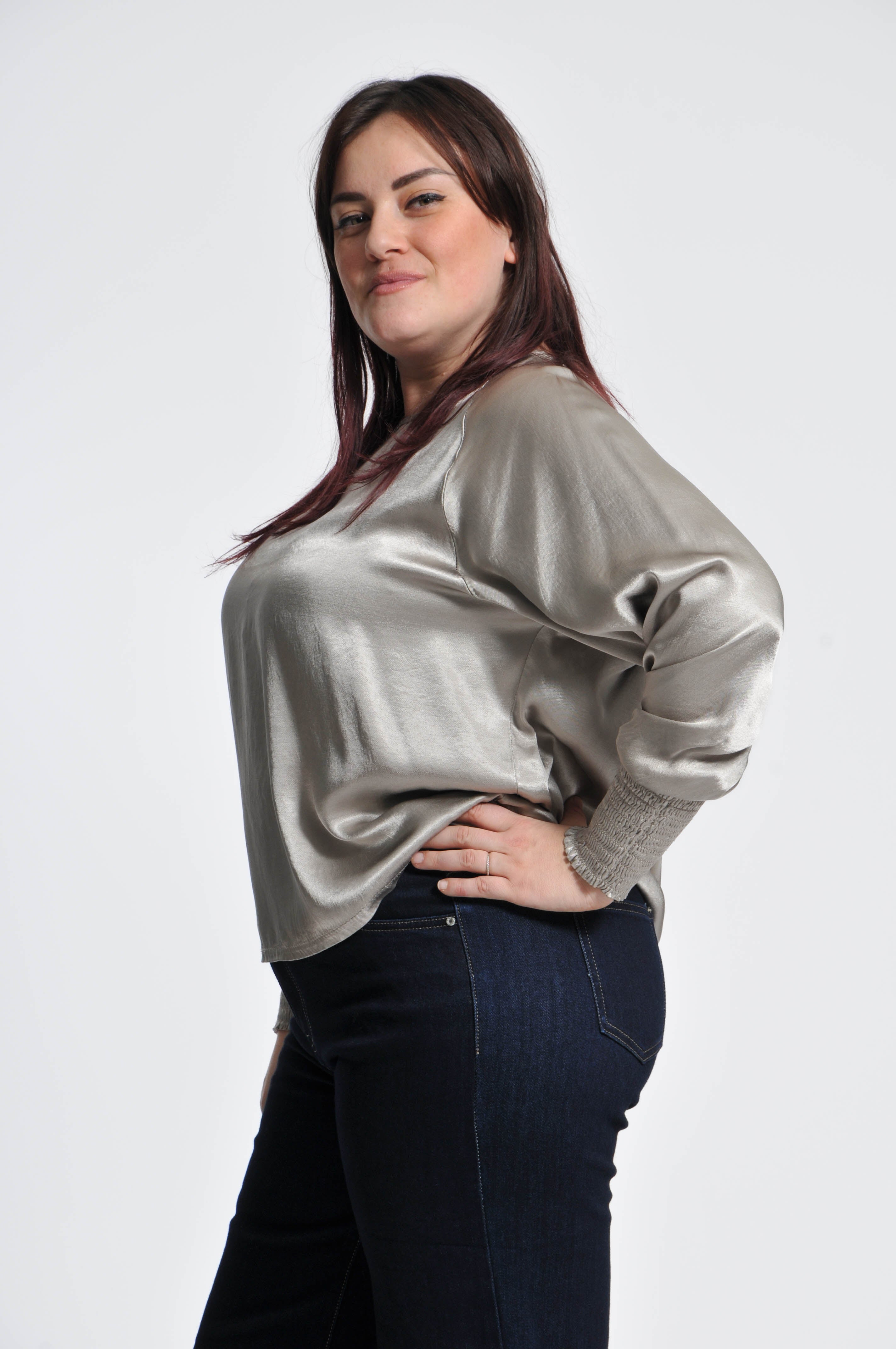 Ocean Blouse with Elastic Sleeves