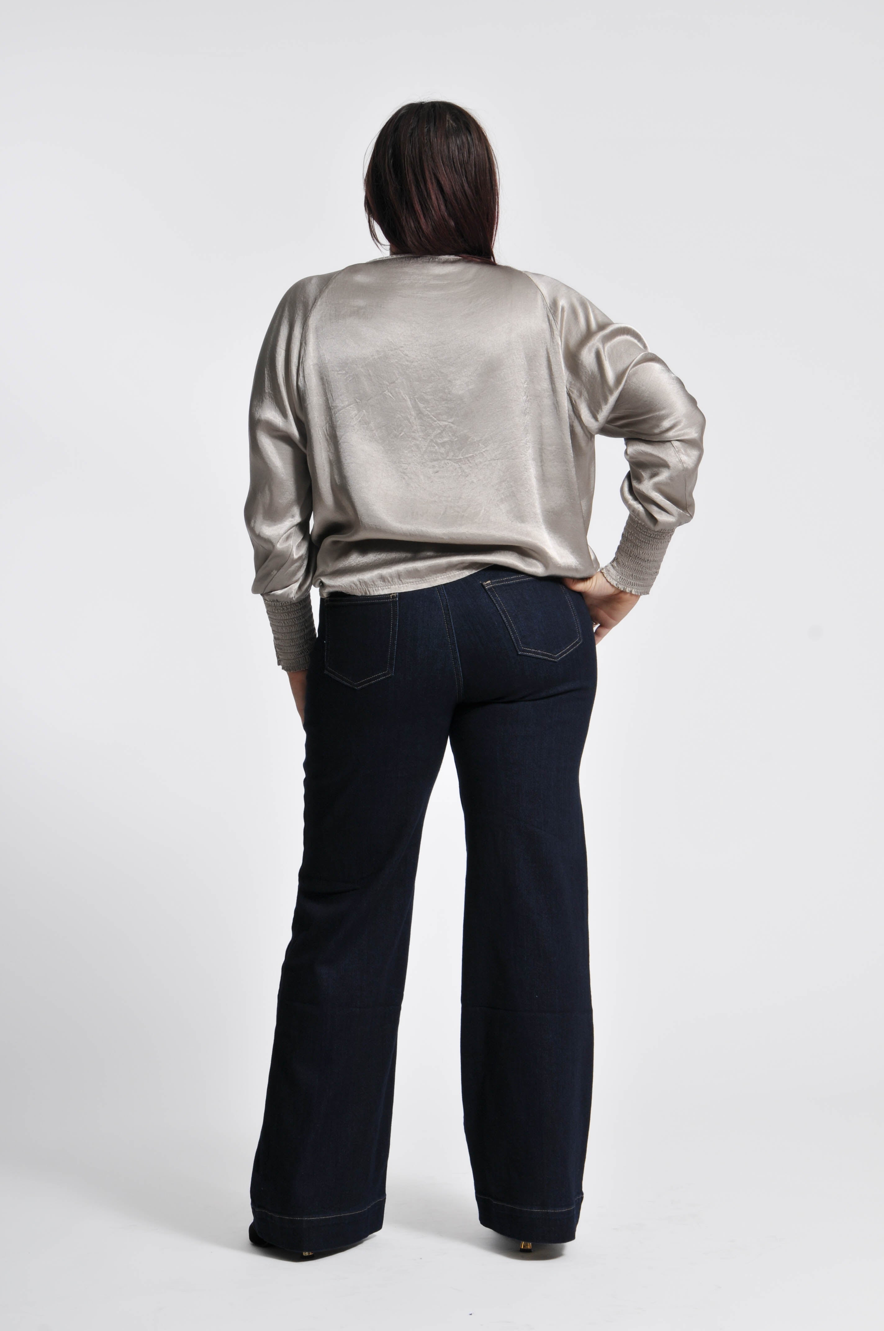 Ocean Blouse with Elastic Sleeves