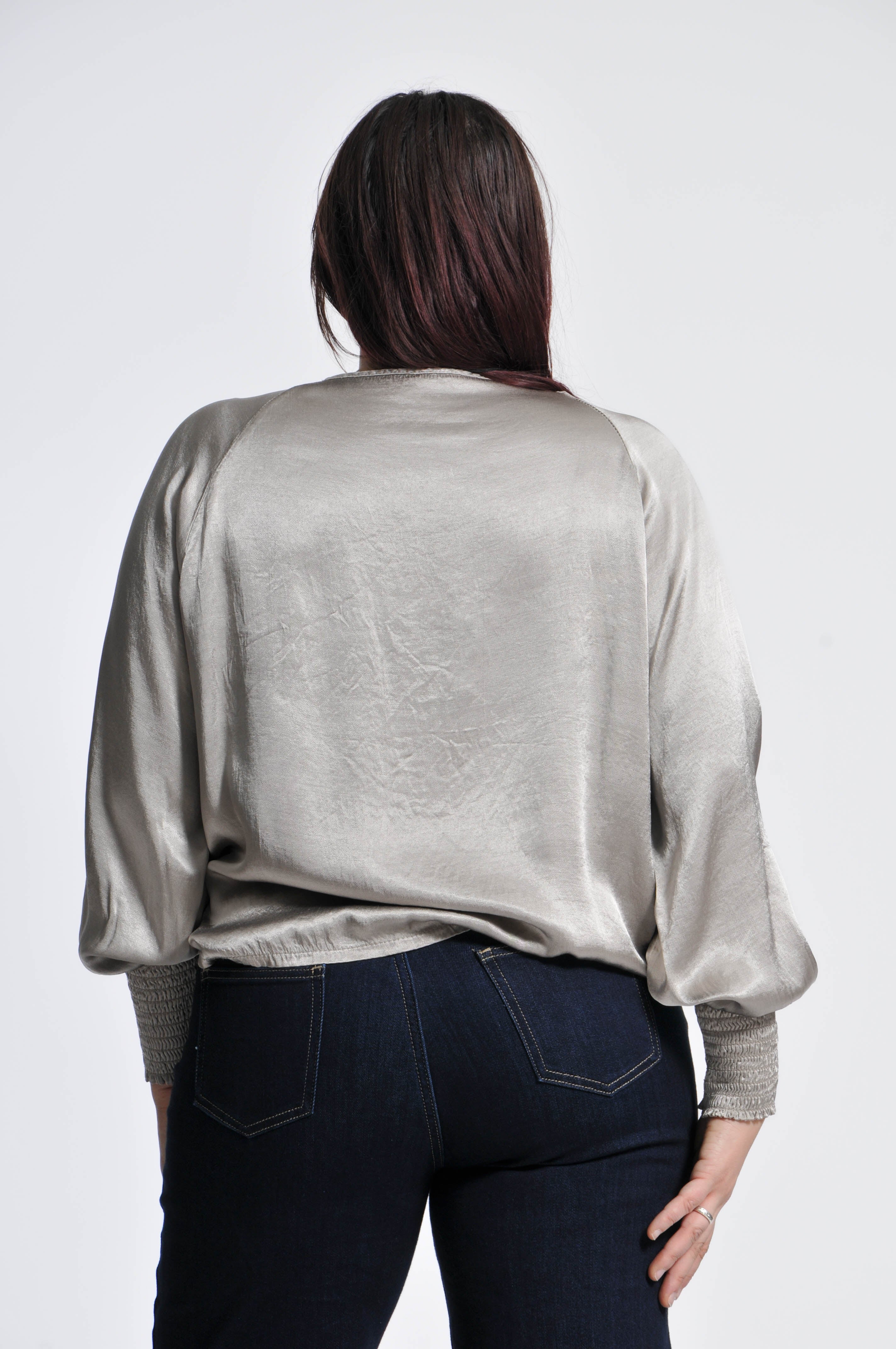 Ocean Blouse with Elastic Sleeves