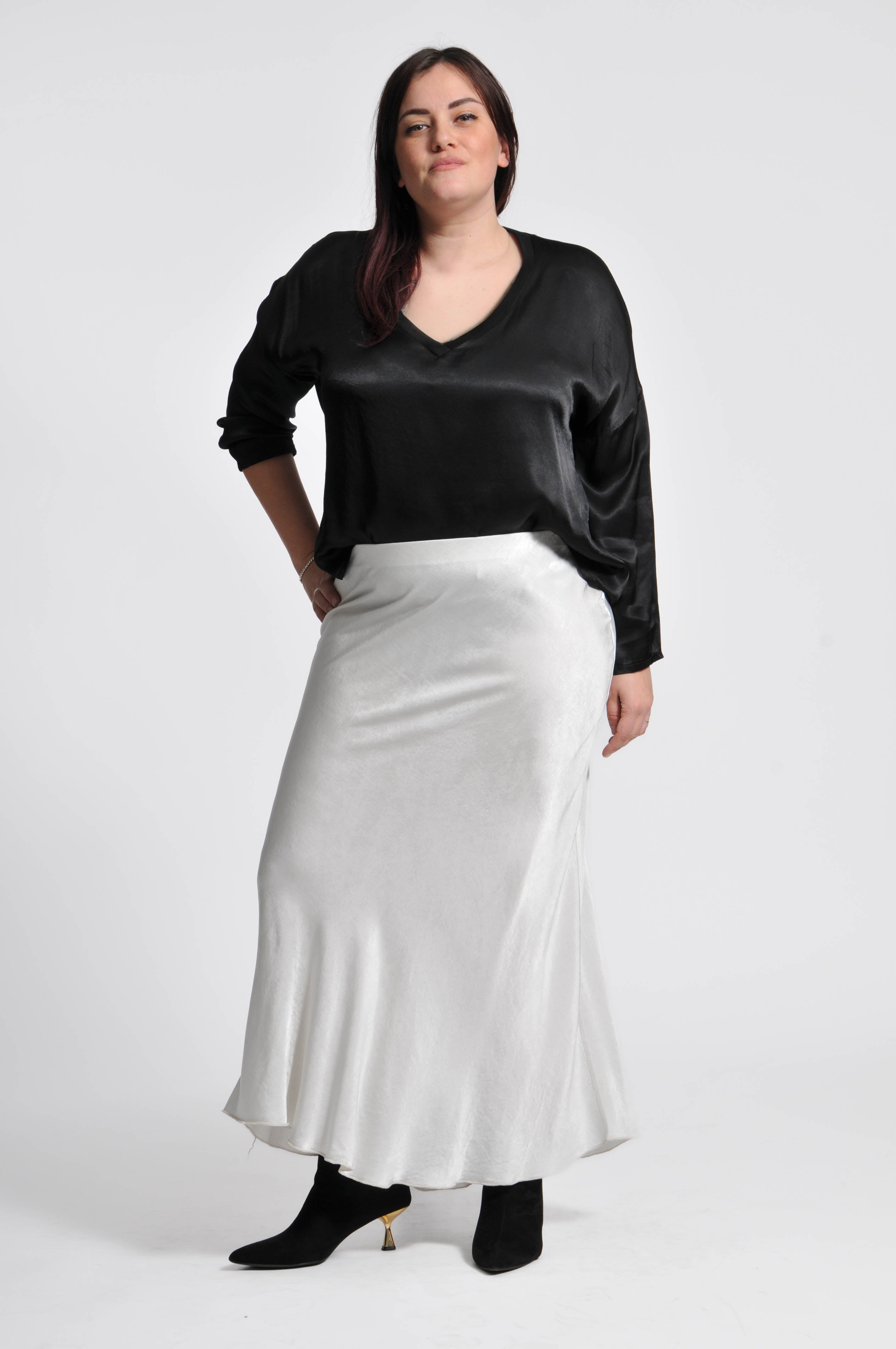 Long Satin Ocean Skirt