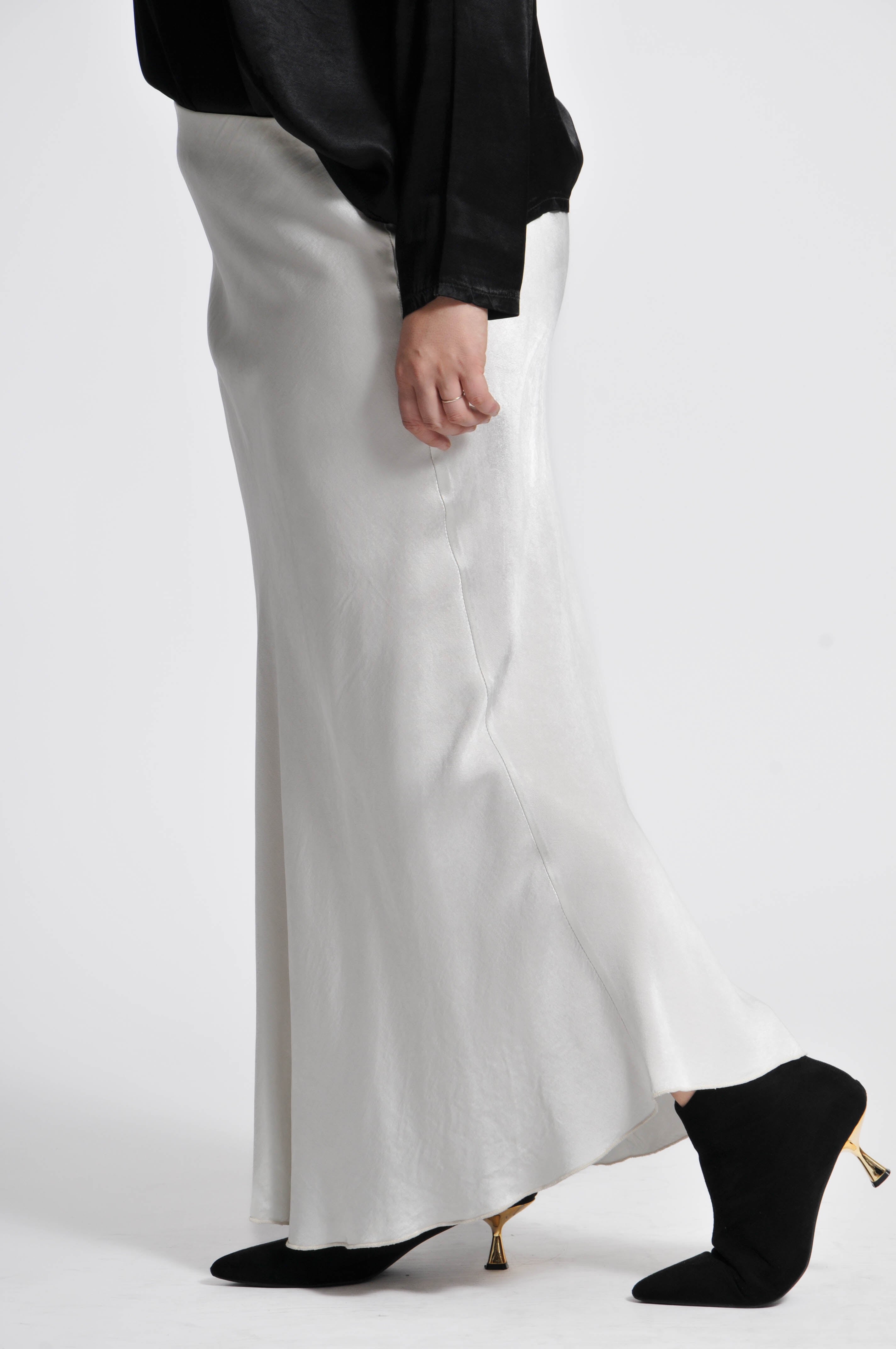 Long Satin Ocean Skirt