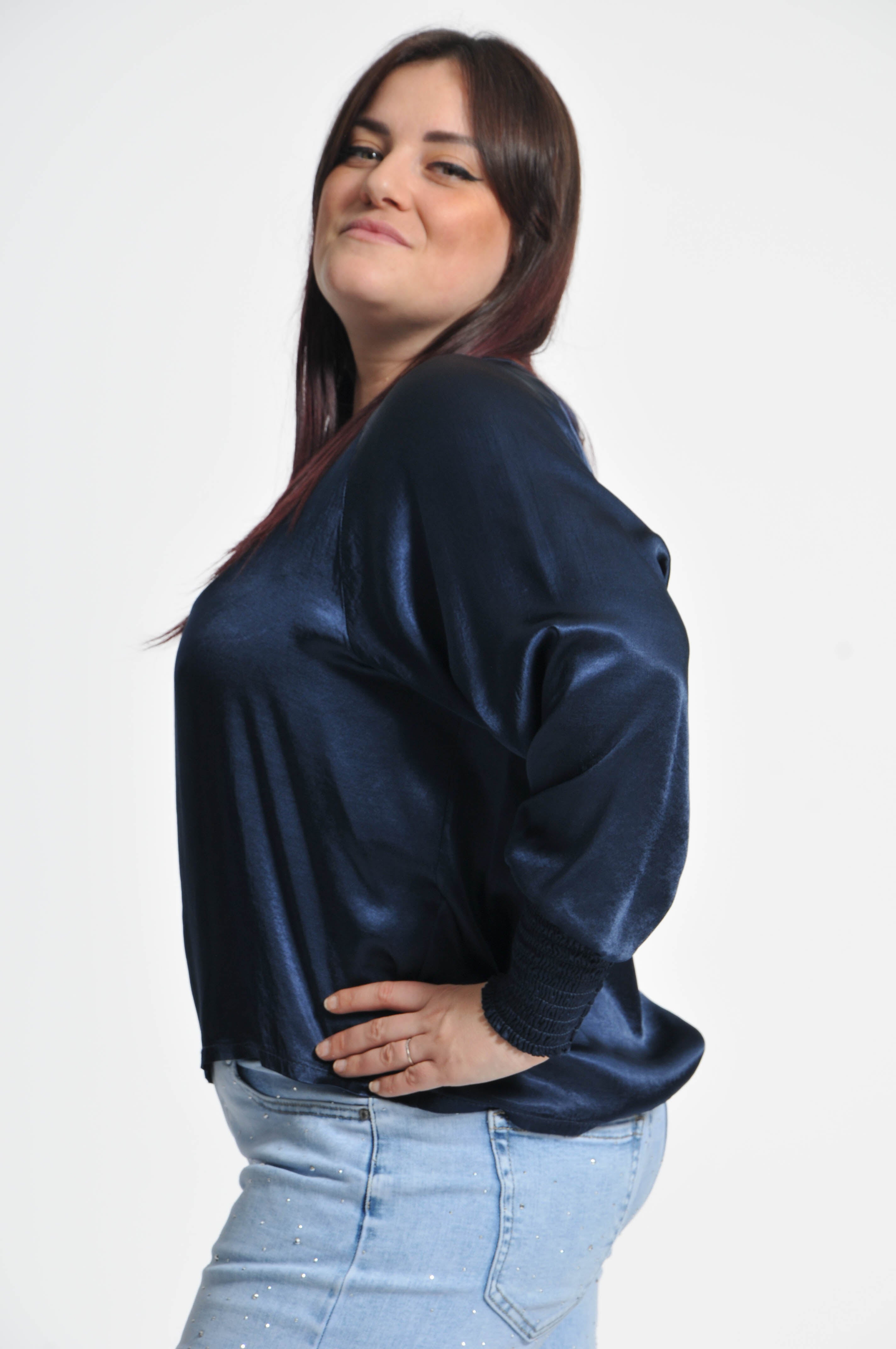 Ocean Blouse with Elastic Sleeves