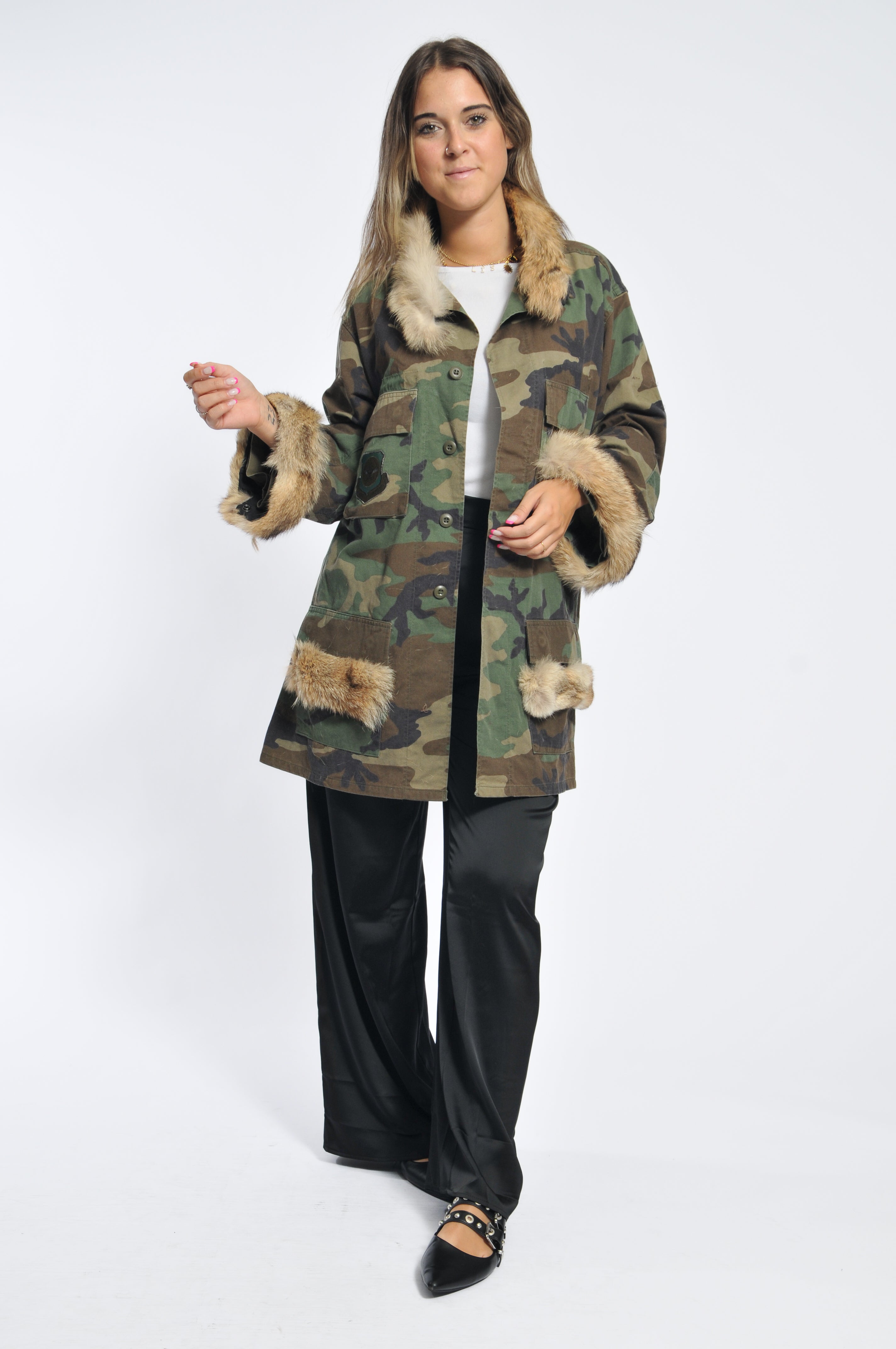 Giacca Military Camouflage Ecopelliccia