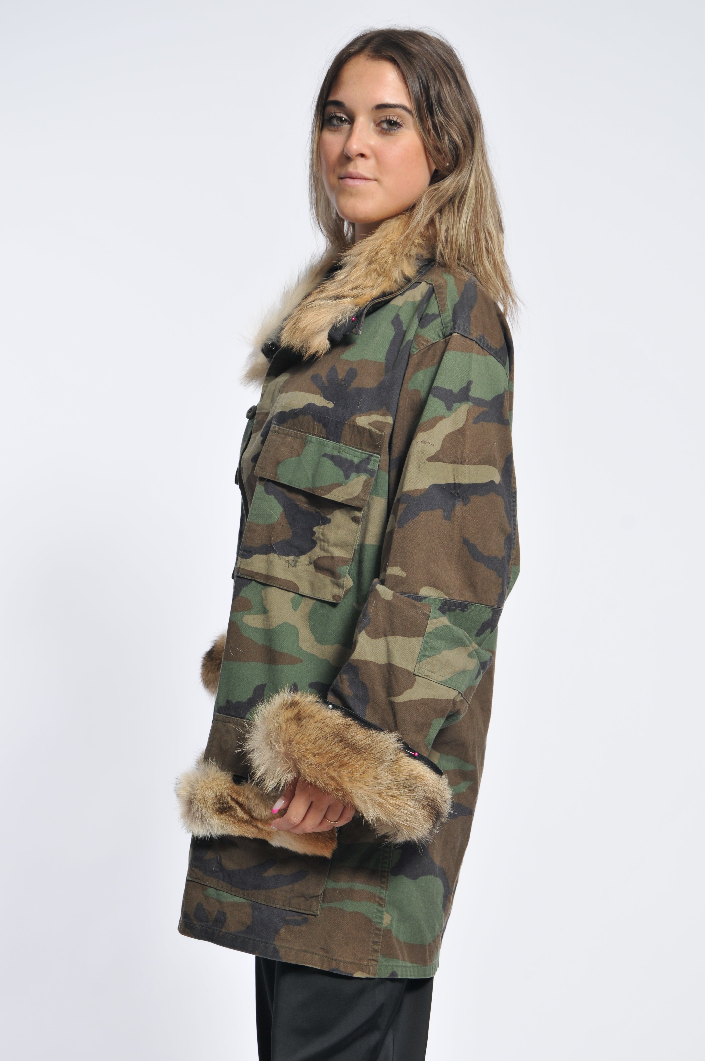 Giacca Military Camouflage Ecopelliccia