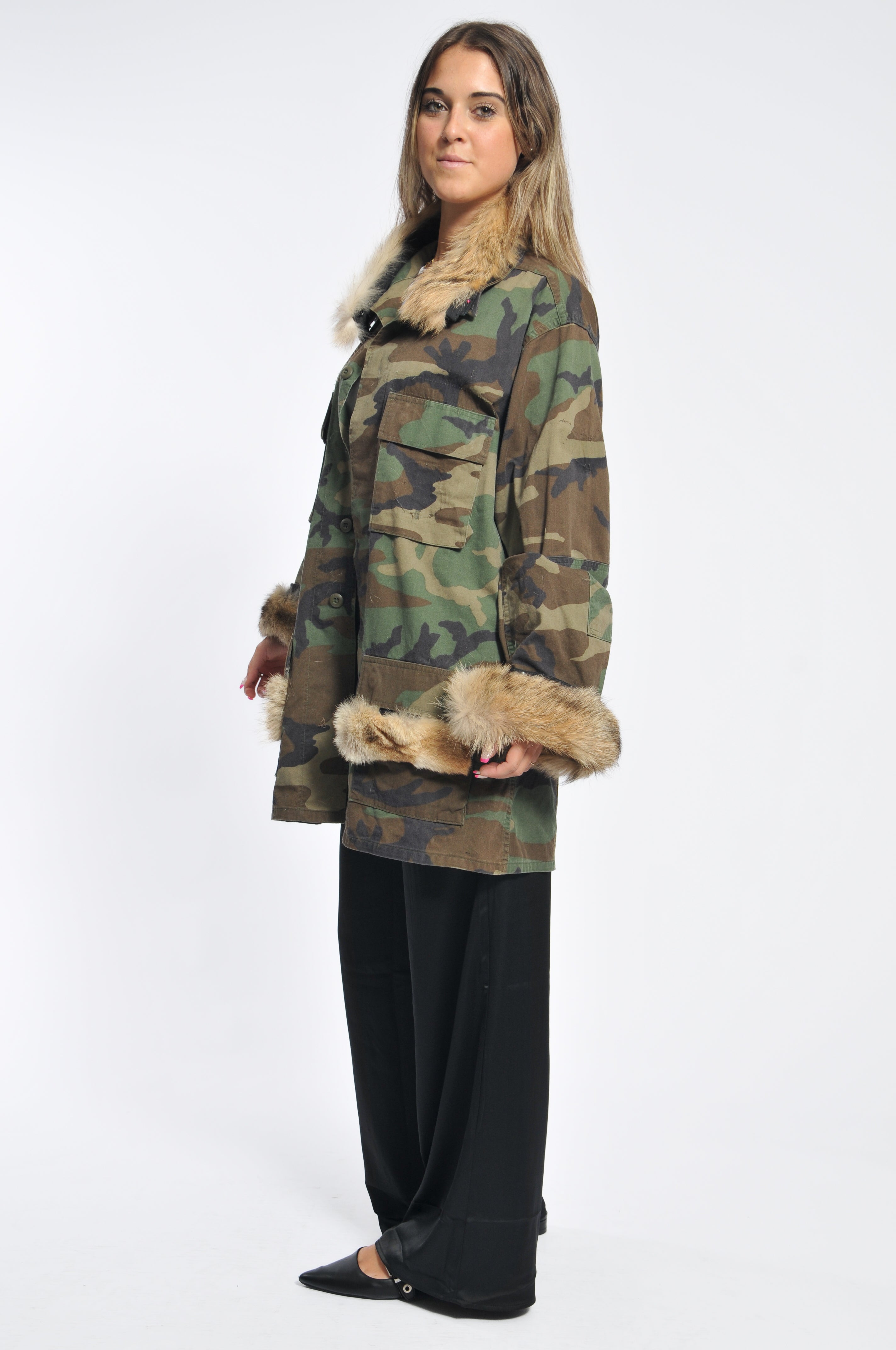 Giacca Military Camouflage Ecopelliccia