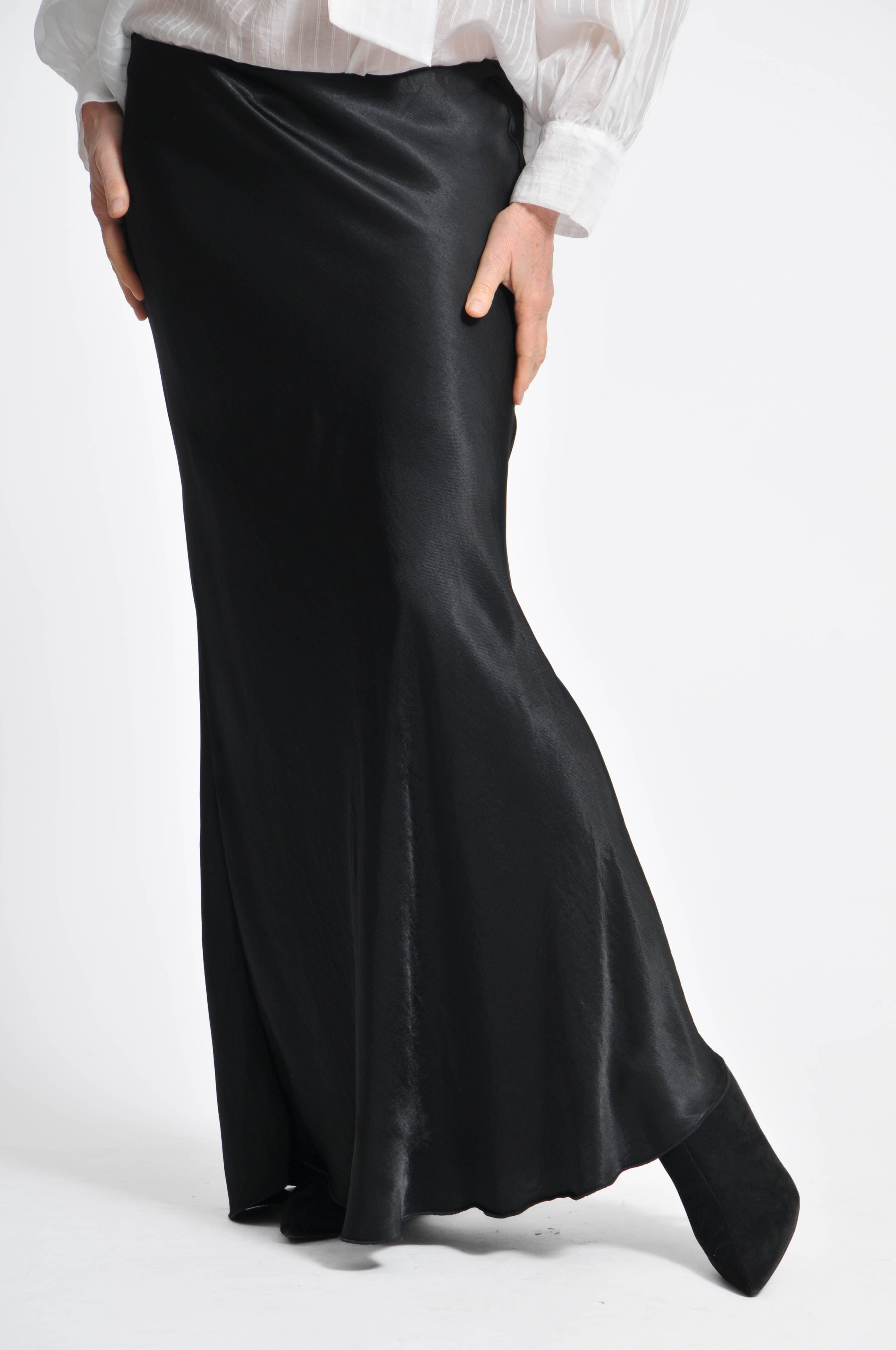 Long Satin Ocean Skirt