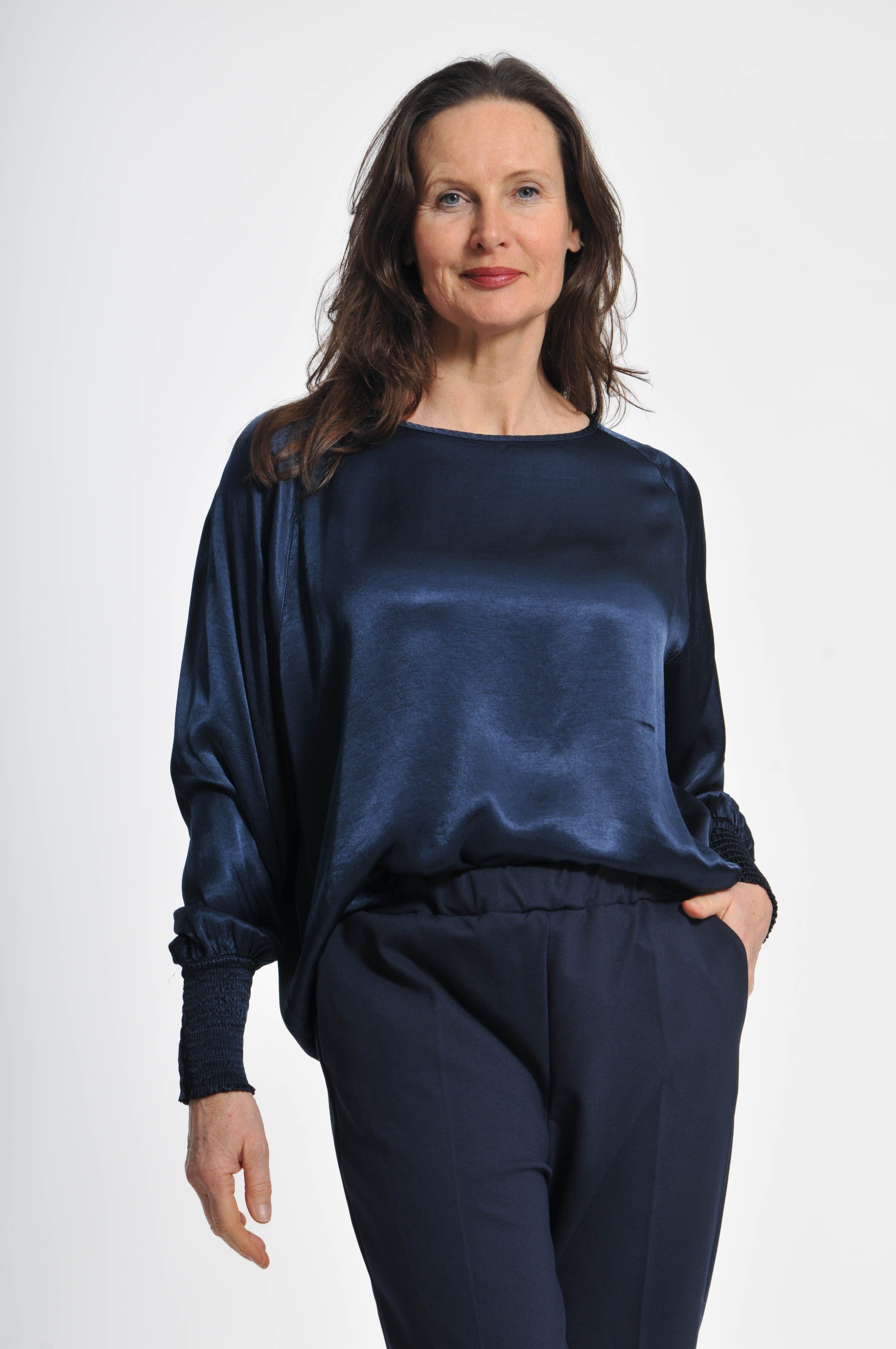 Ocean Blouse with Elastic Sleeves