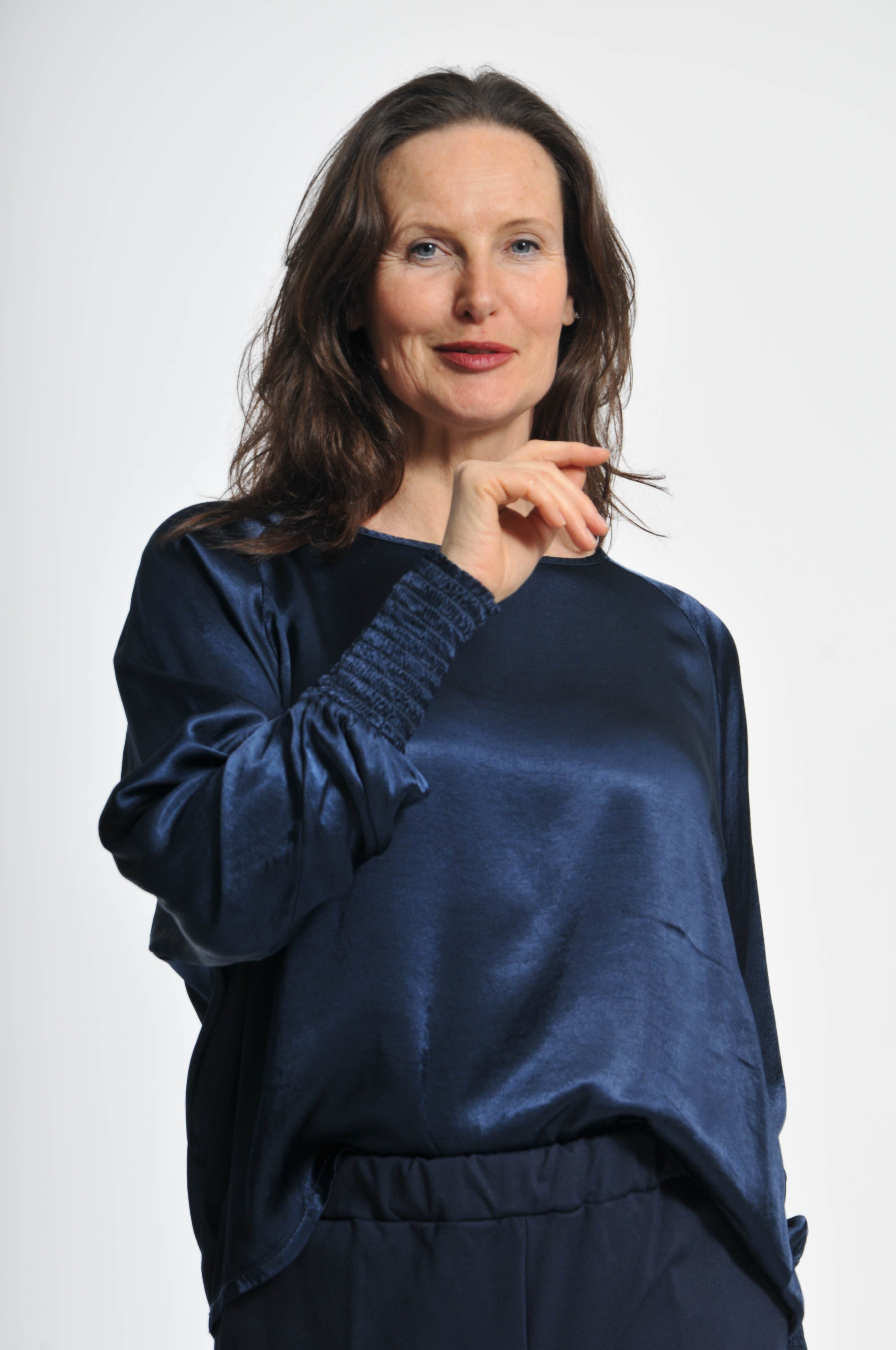 Ocean Blouse with Elastic Sleeves