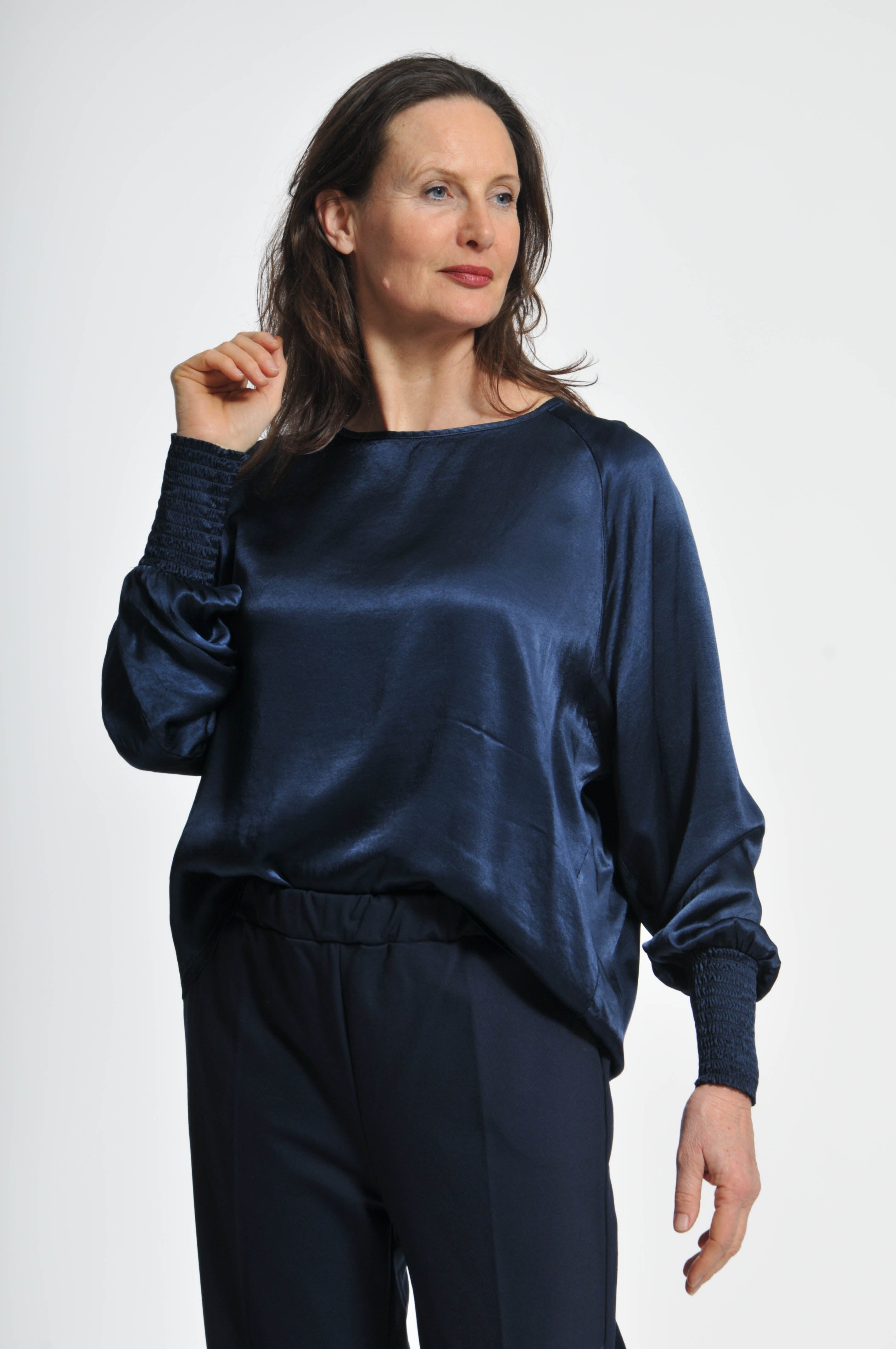 Ocean Blouse with Elastic Sleeves