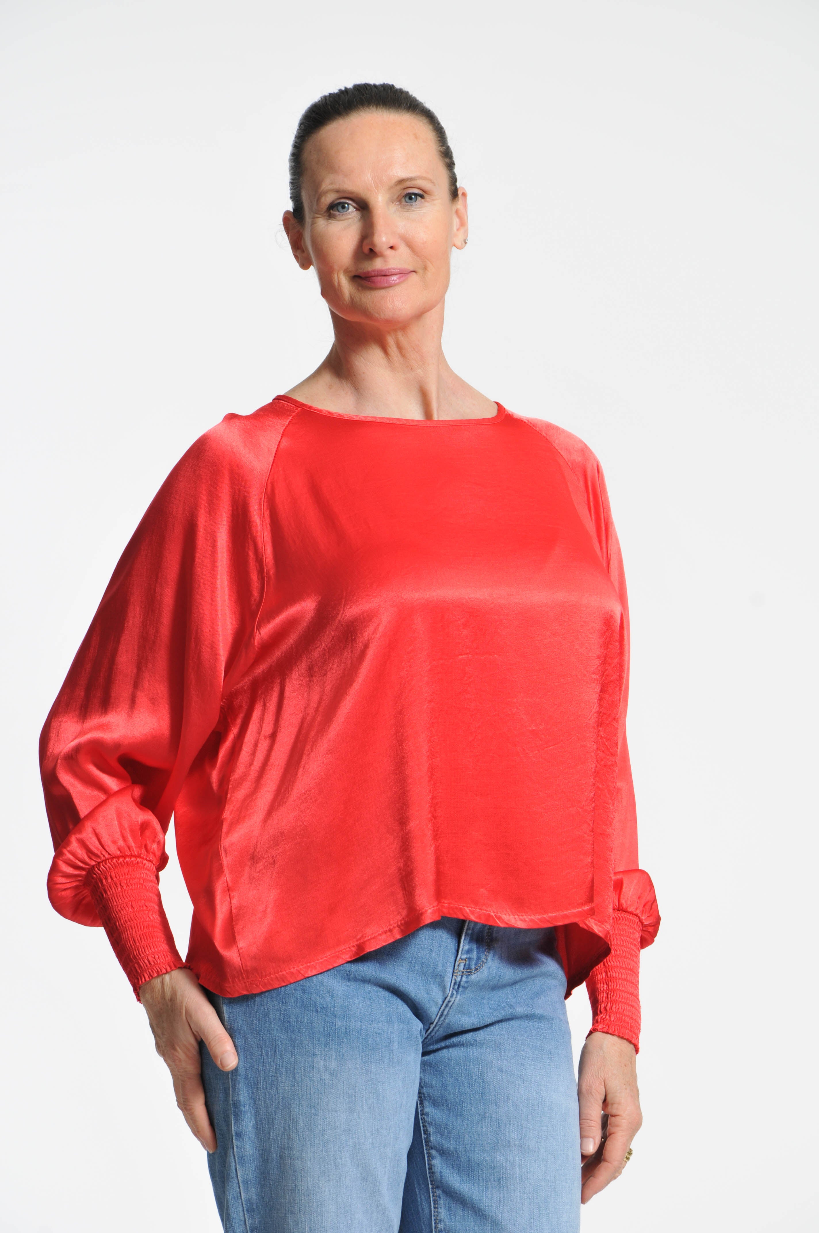 Ocean Blouse with Elastic Sleeves
