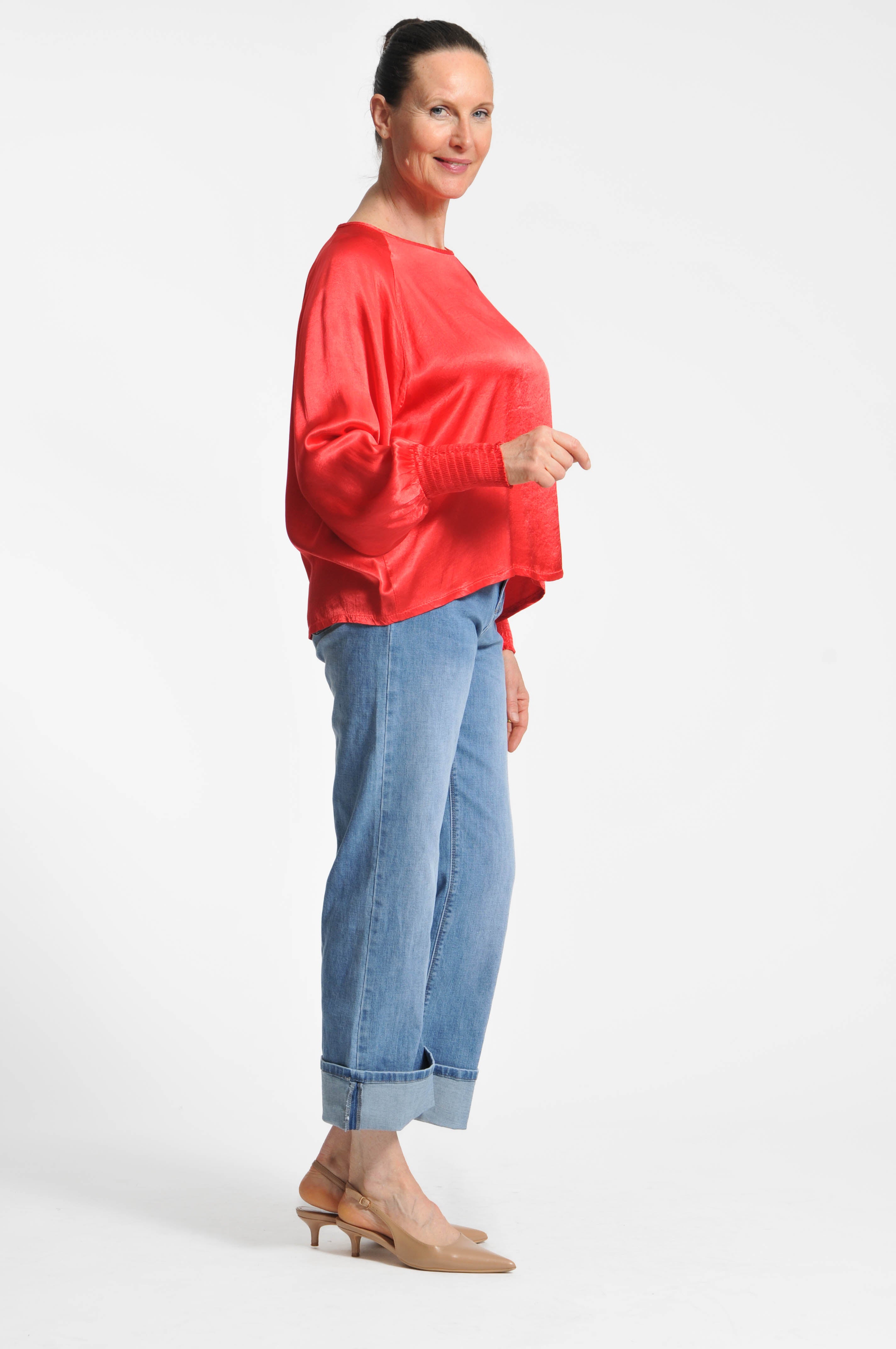 Ocean Blouse with Elastic Sleeves