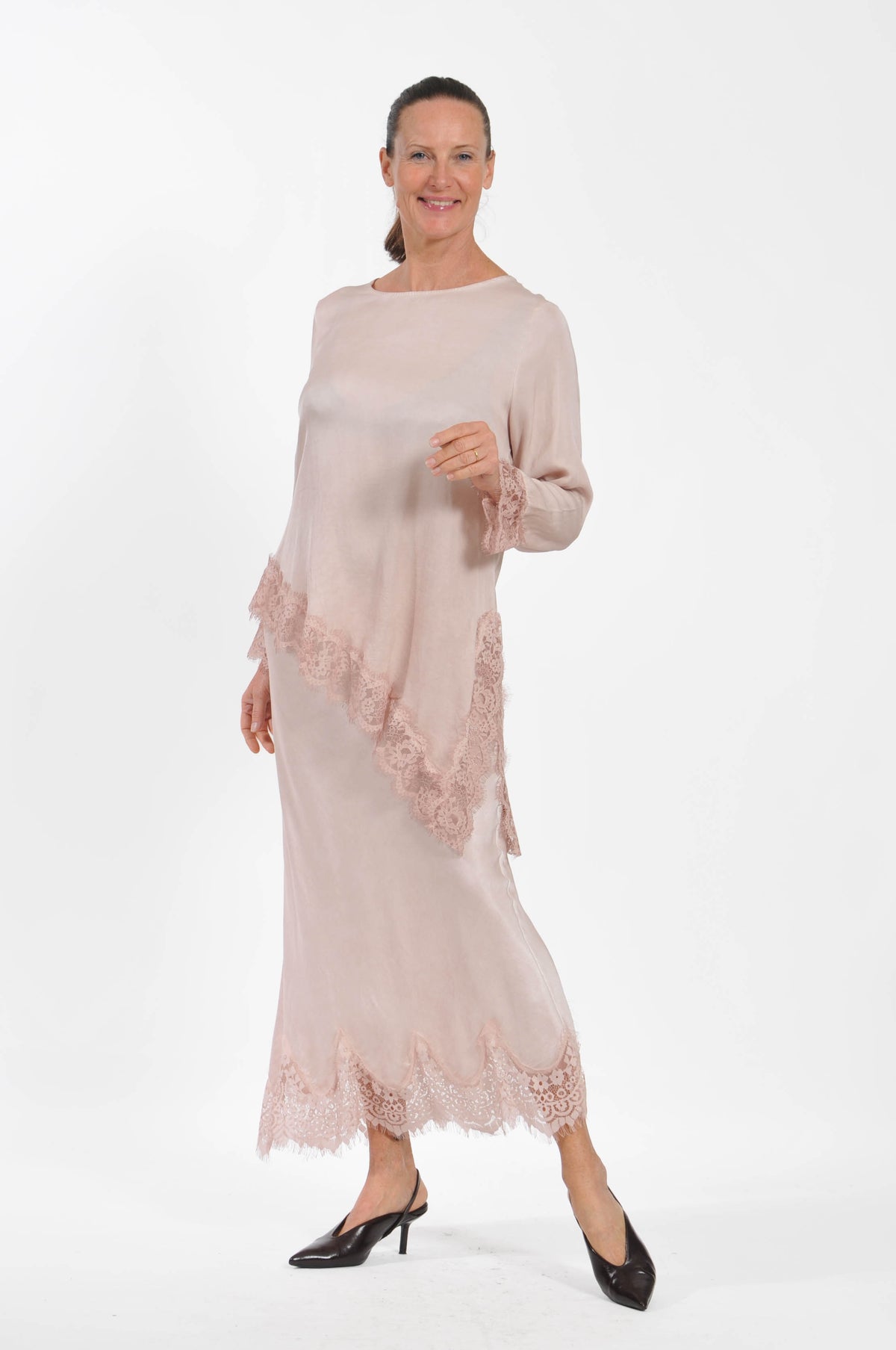 T-shirt Ocean Pizzo Asimmetrica Manica Lunga