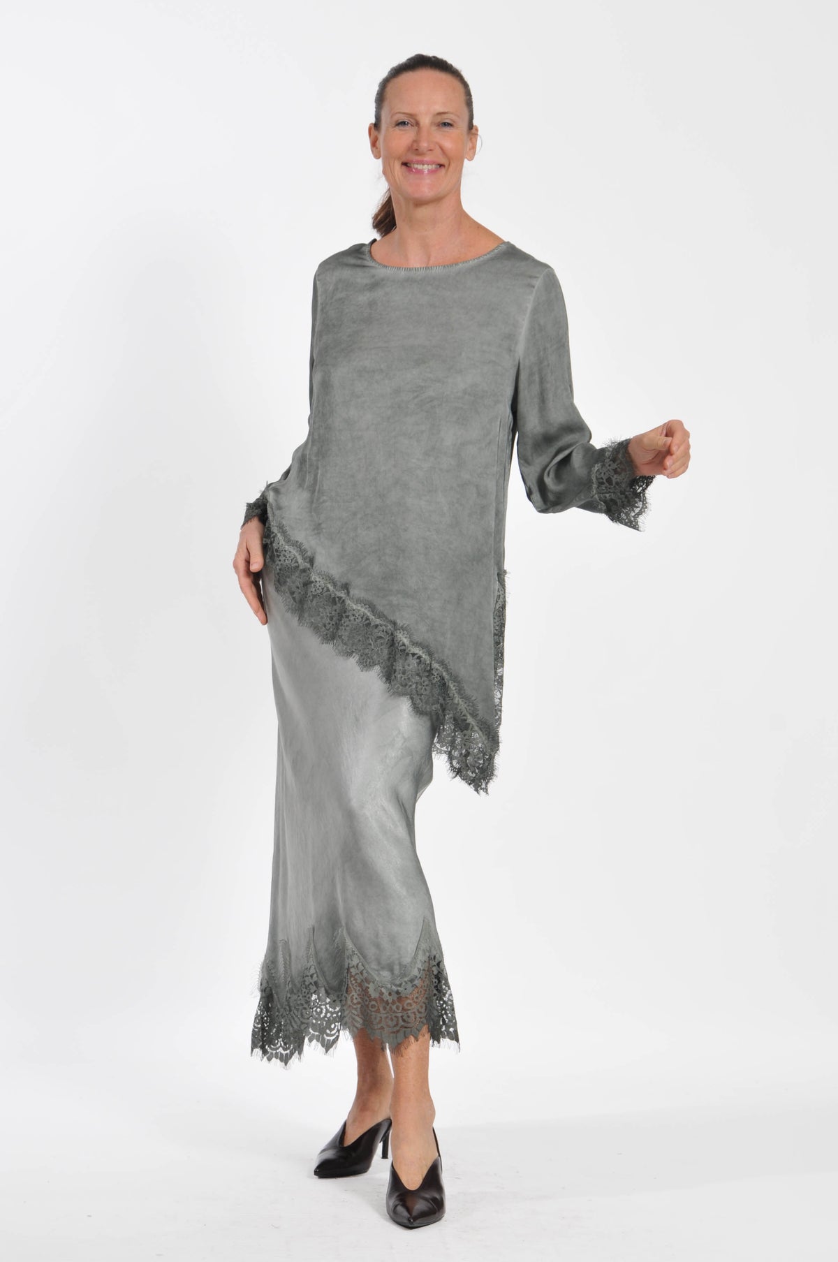 T-shirt Ocean Pizzo Asimmetrica Manica Lunga