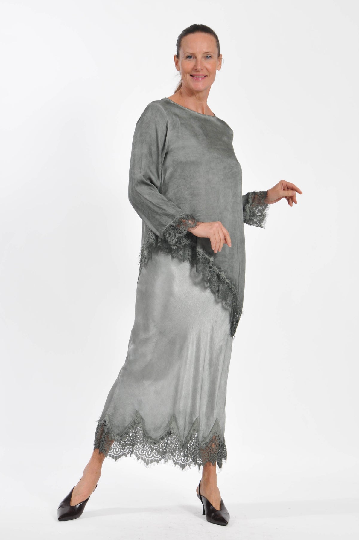 T-shirt Ocean Pizzo Asimmetrica Manica Lunga