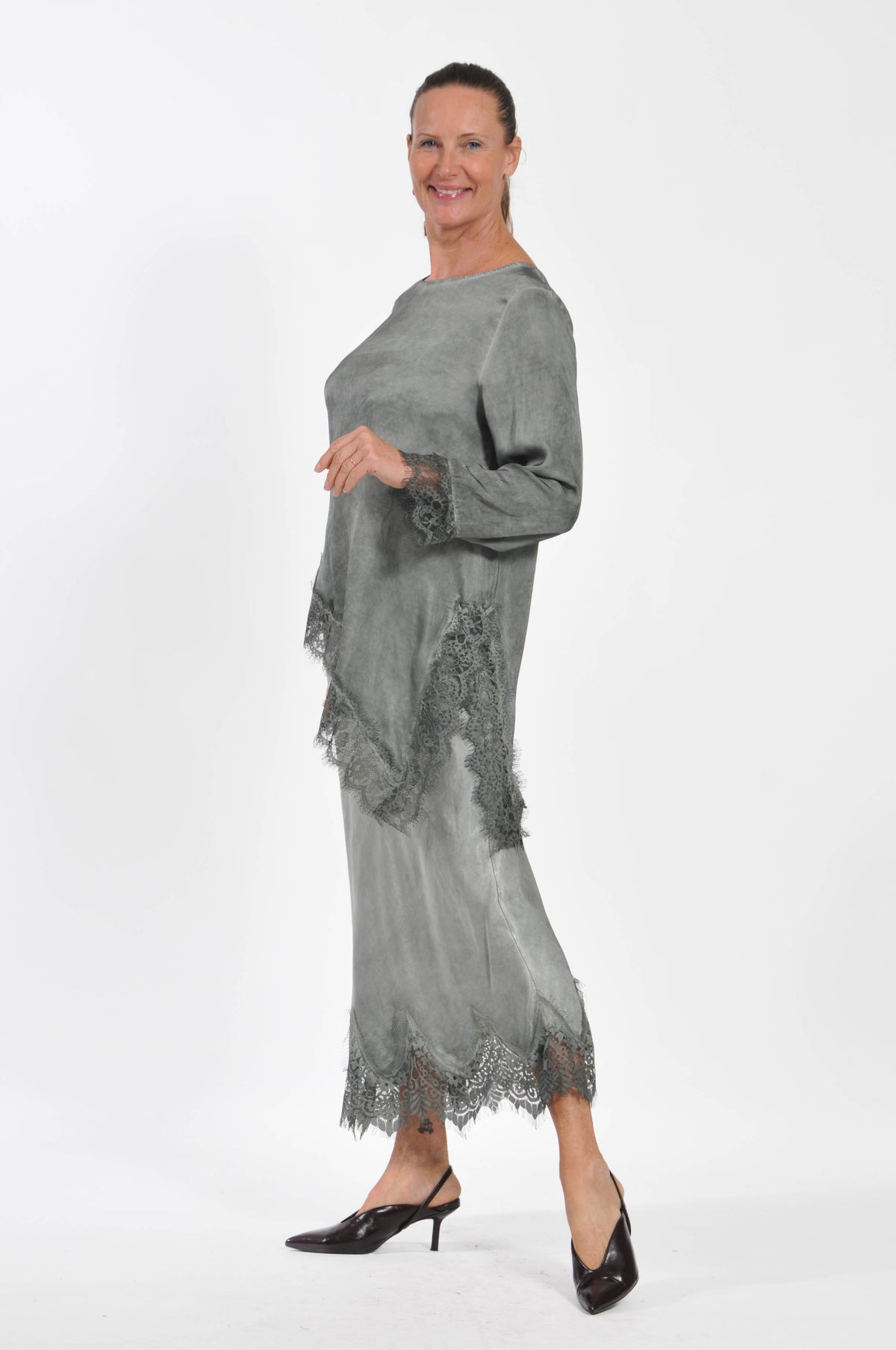 T-shirt Ocean Pizzo Asimmetrica Manica Lunga