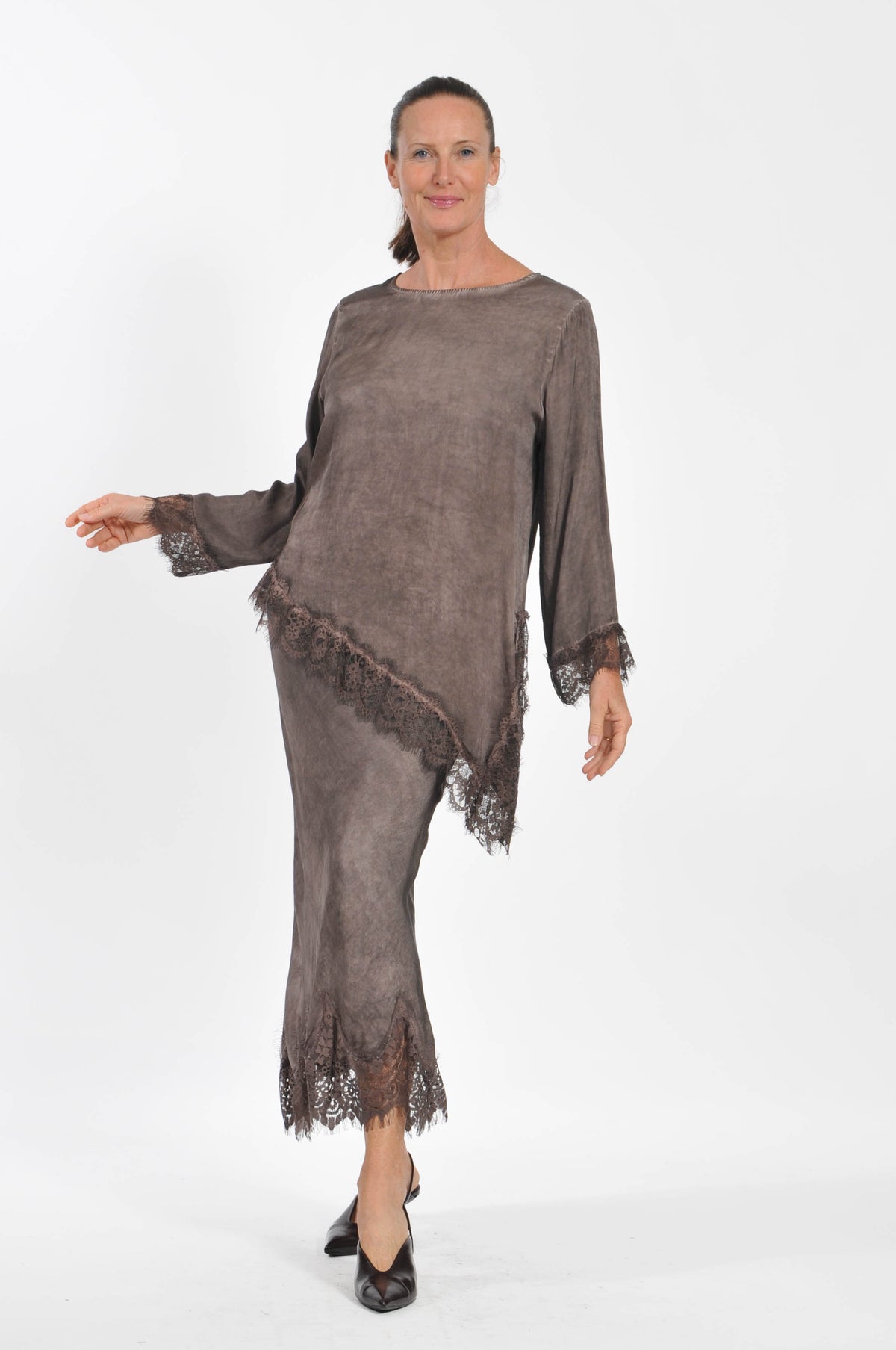 T-shirt Ocean Pizzo Asimmetrica Manica Lunga