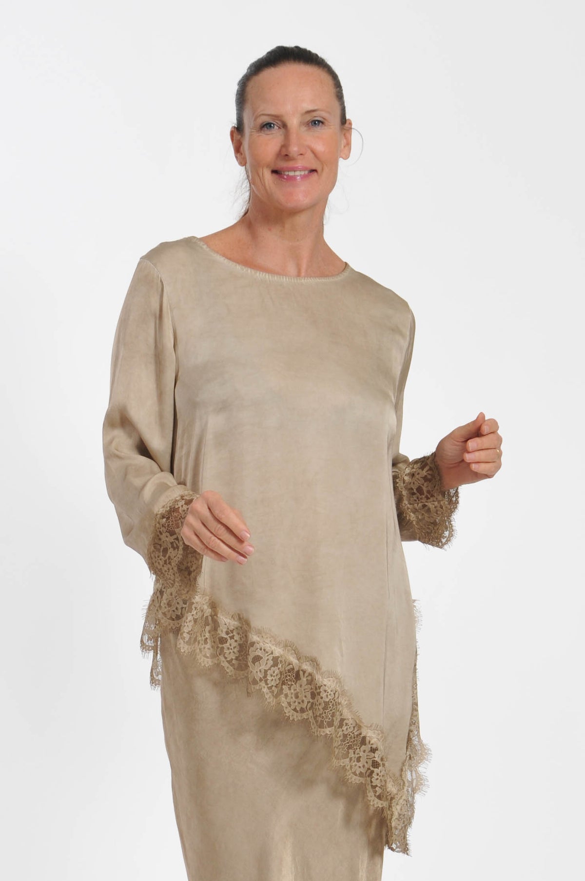 T-shirt Ocean Pizzo Asimmetrica Manica Lunga