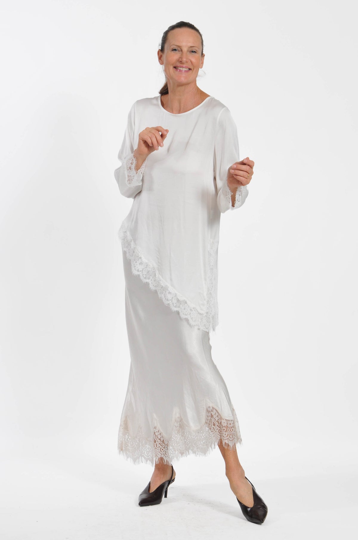 T-shirt Ocean Pizzo Asimmetrica Manica Lunga