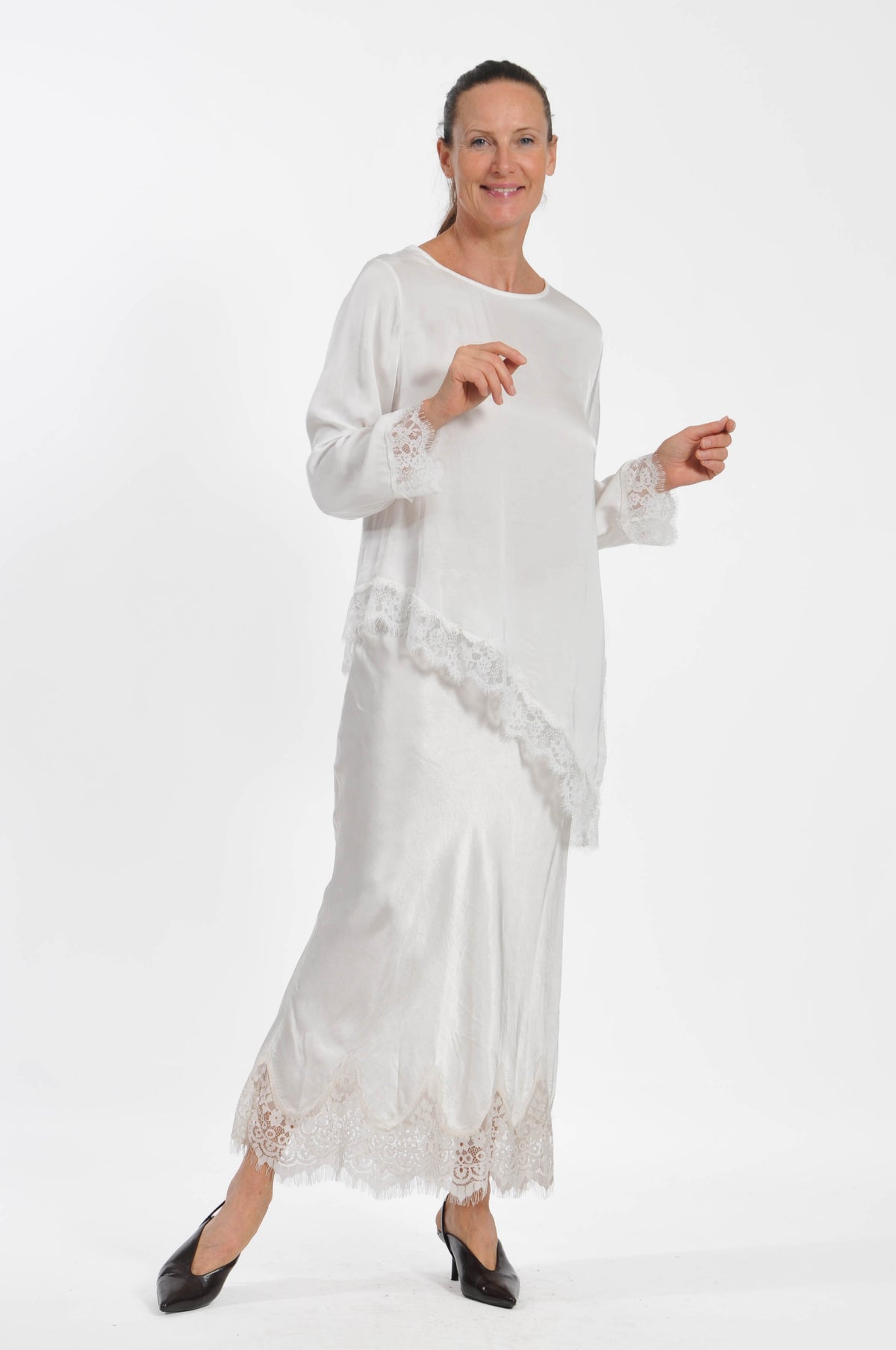 T-shirt Ocean Pizzo Asimmetrica Manica Lunga