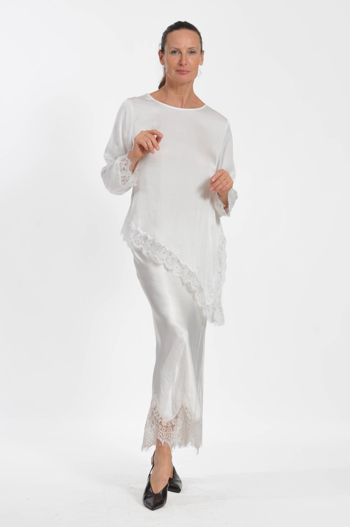 T-shirt Ocean Pizzo Asimmetrica Manica Lunga