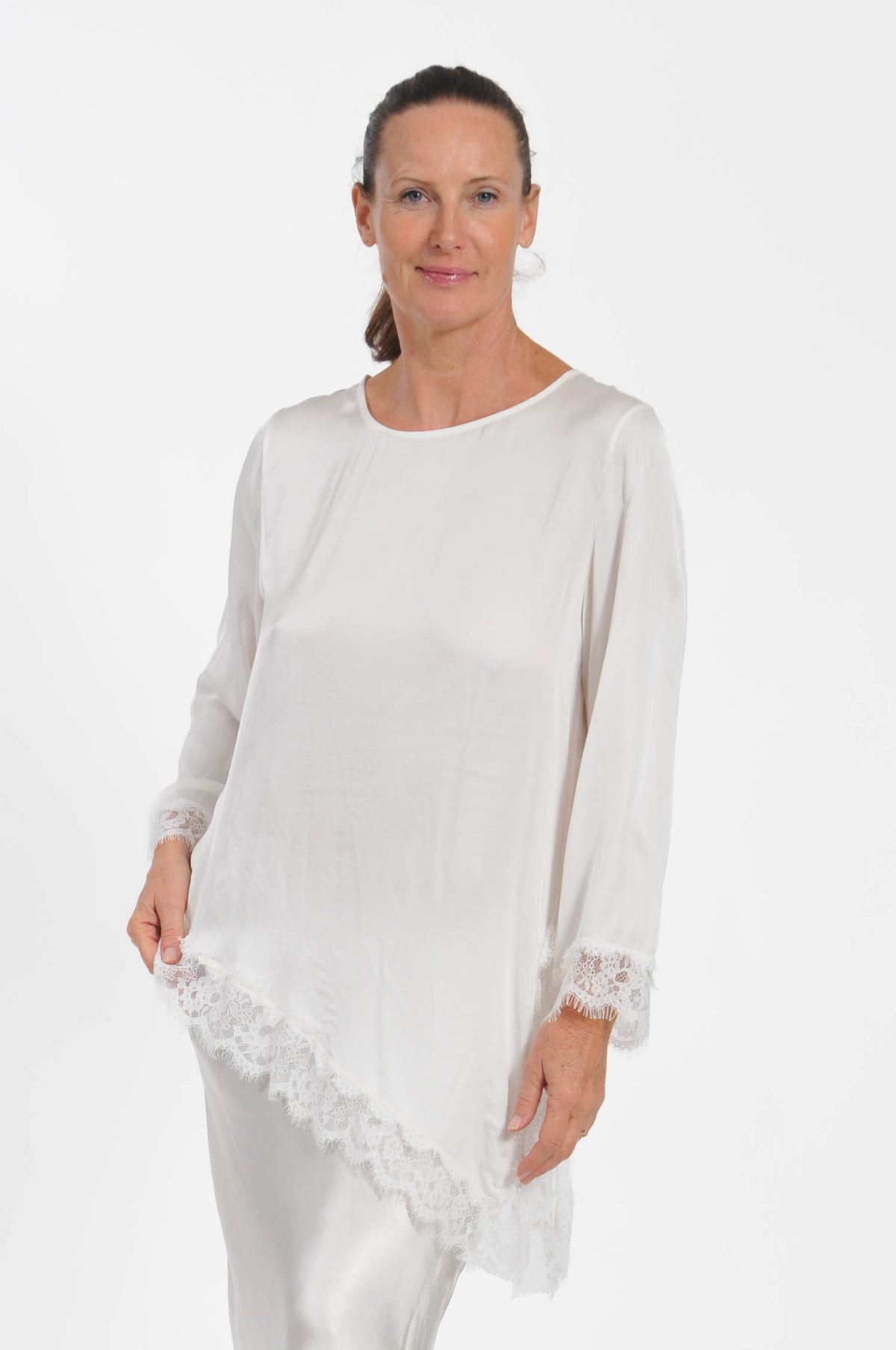 T-shirt Ocean Pizzo Asimmetrica Manica Lunga