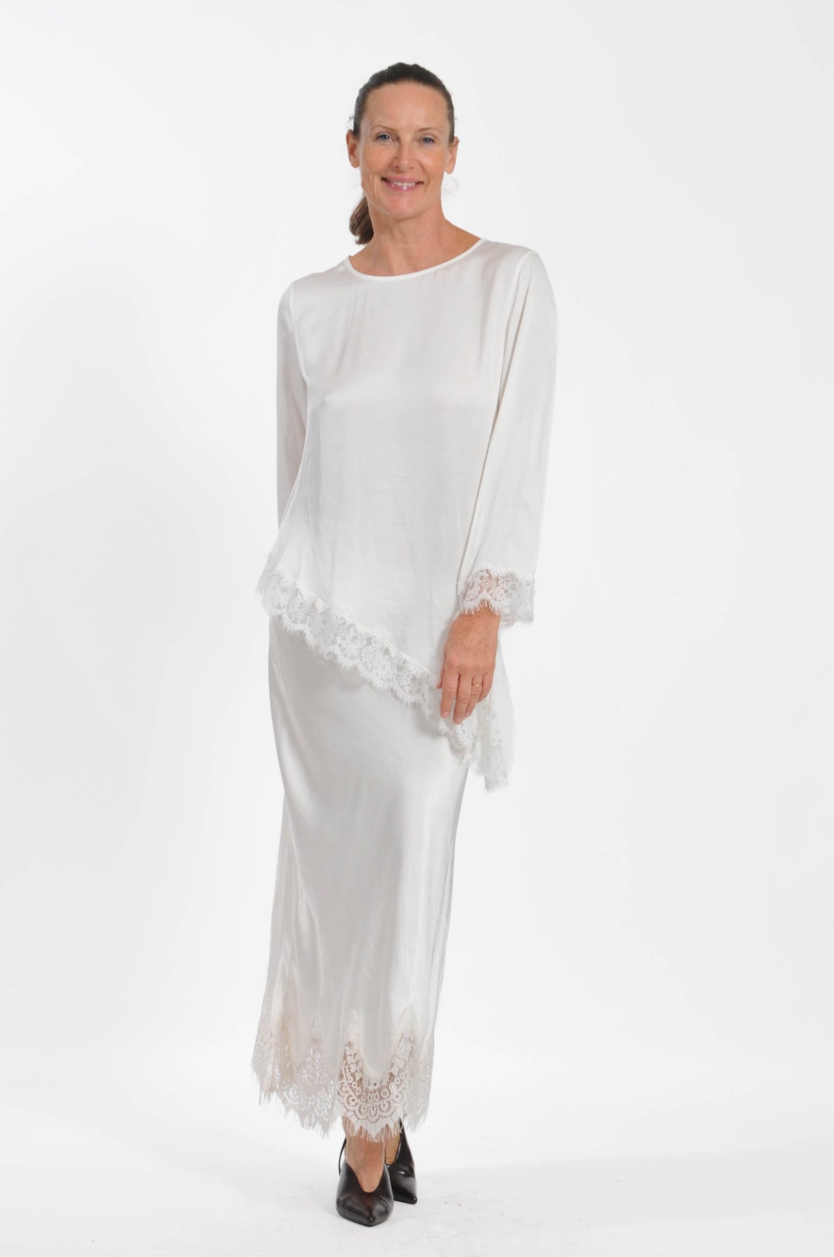 T-shirt Ocean Pizzo Asimmetrica Manica Lunga