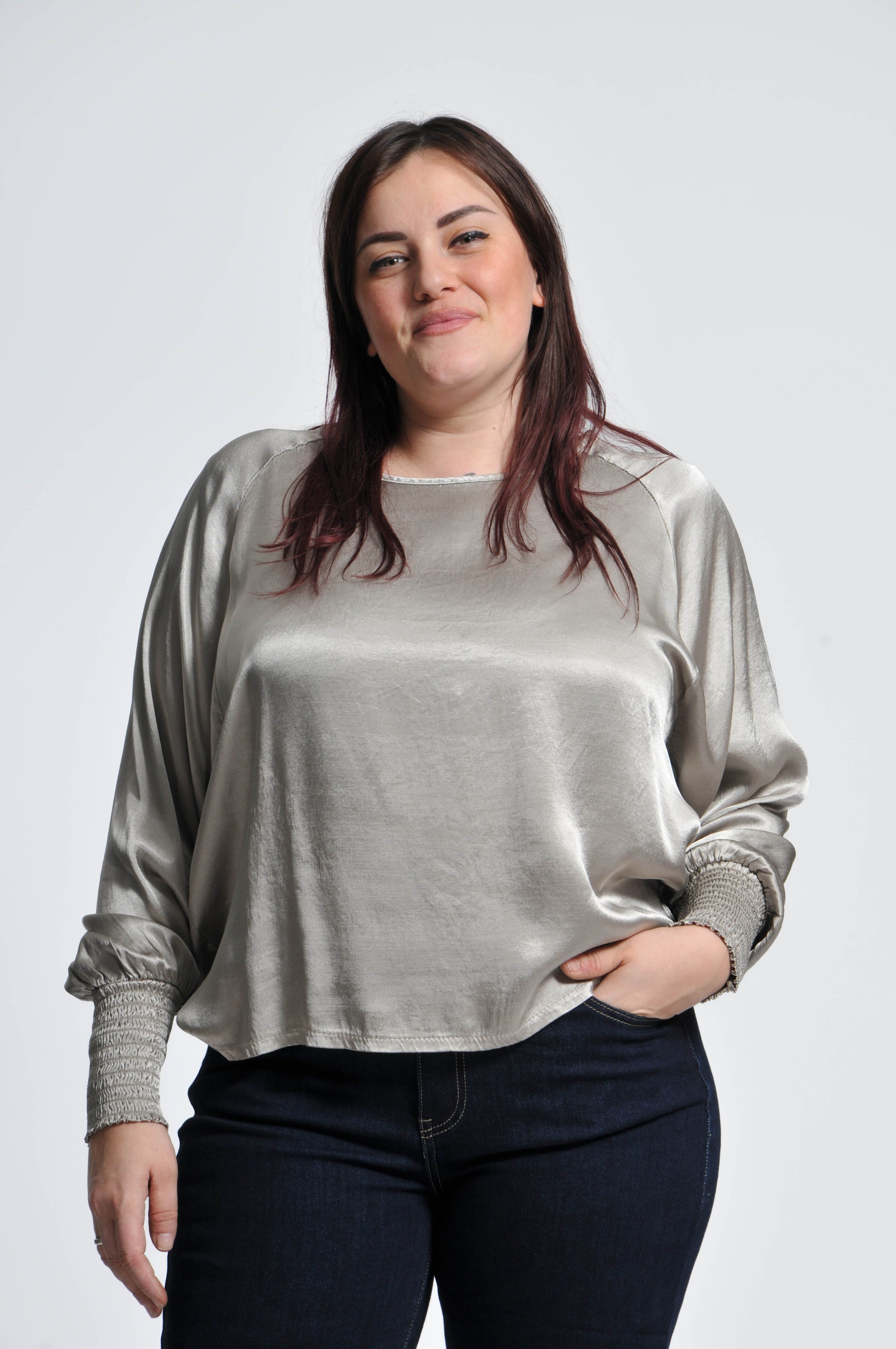 Ocean Blouse with Elastic Sleeves