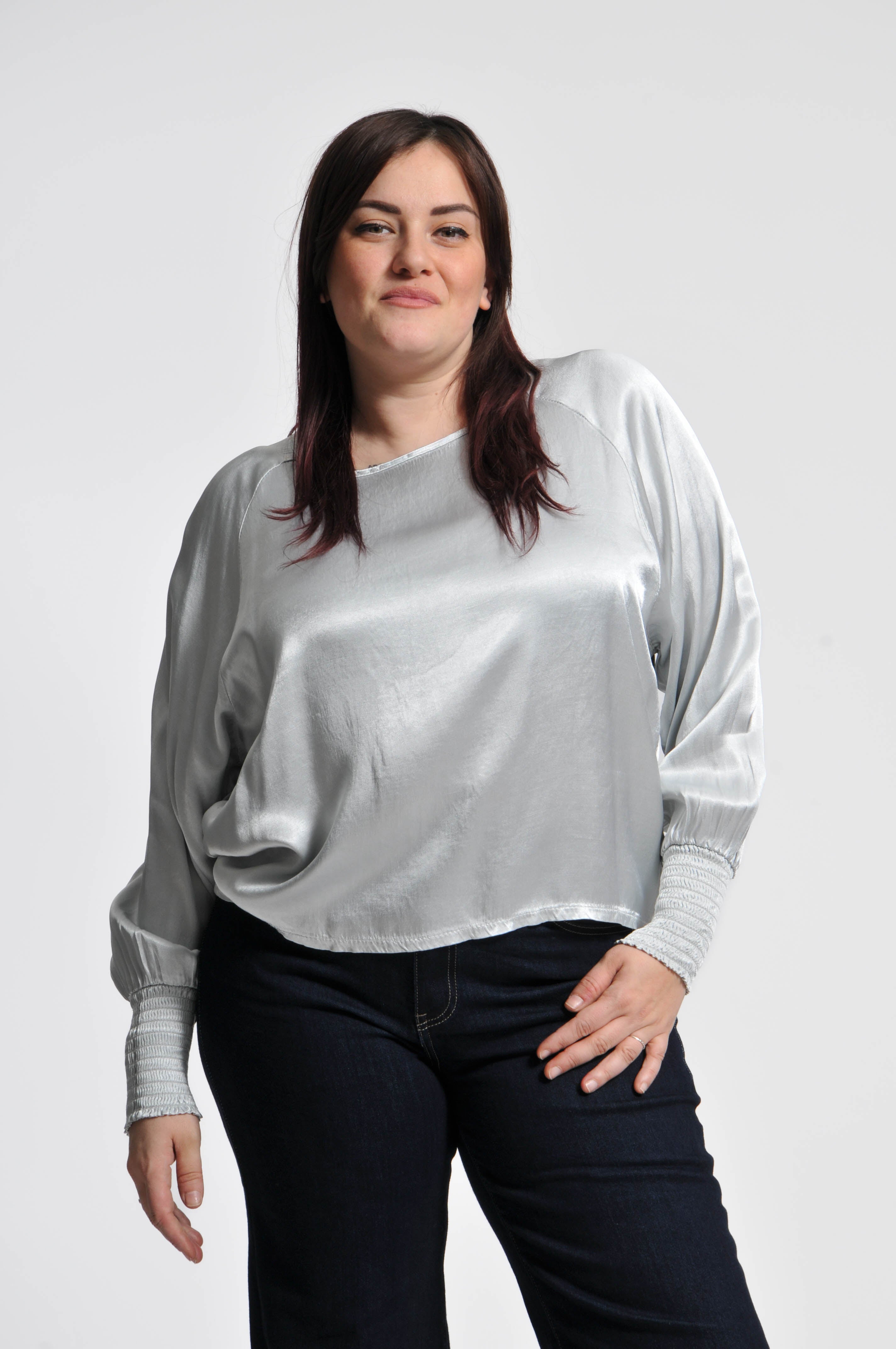 Ocean Blouse with Elastic Sleeves