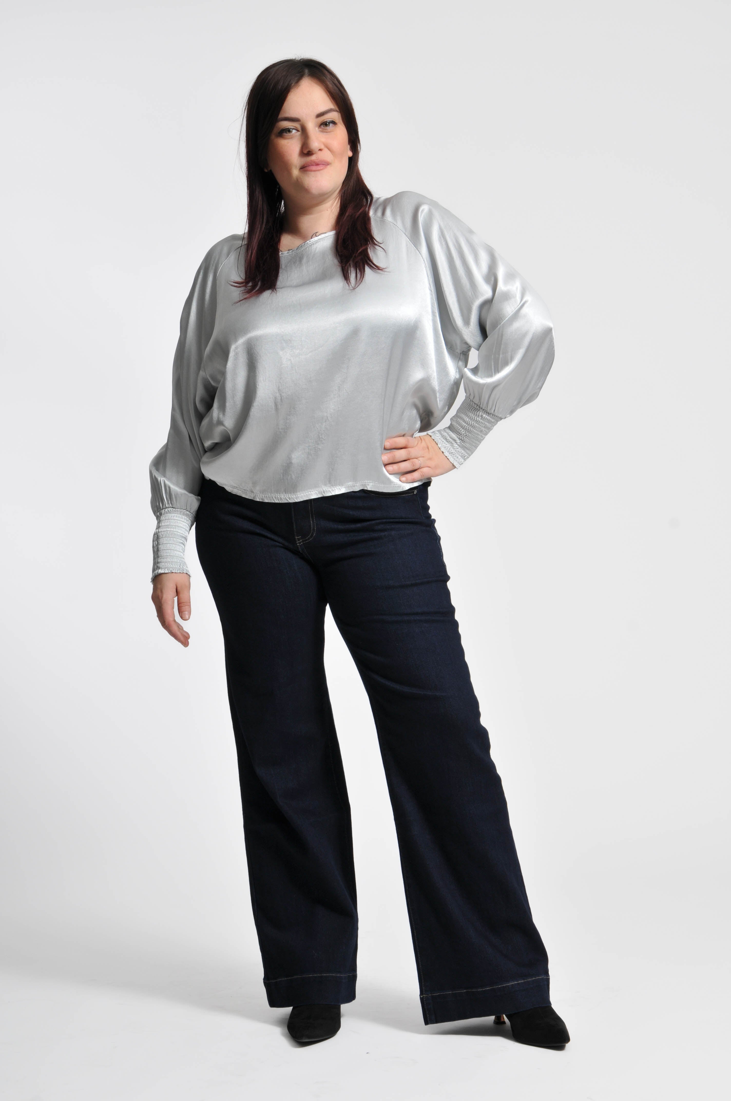 Ocean Blouse with Elastic Sleeves