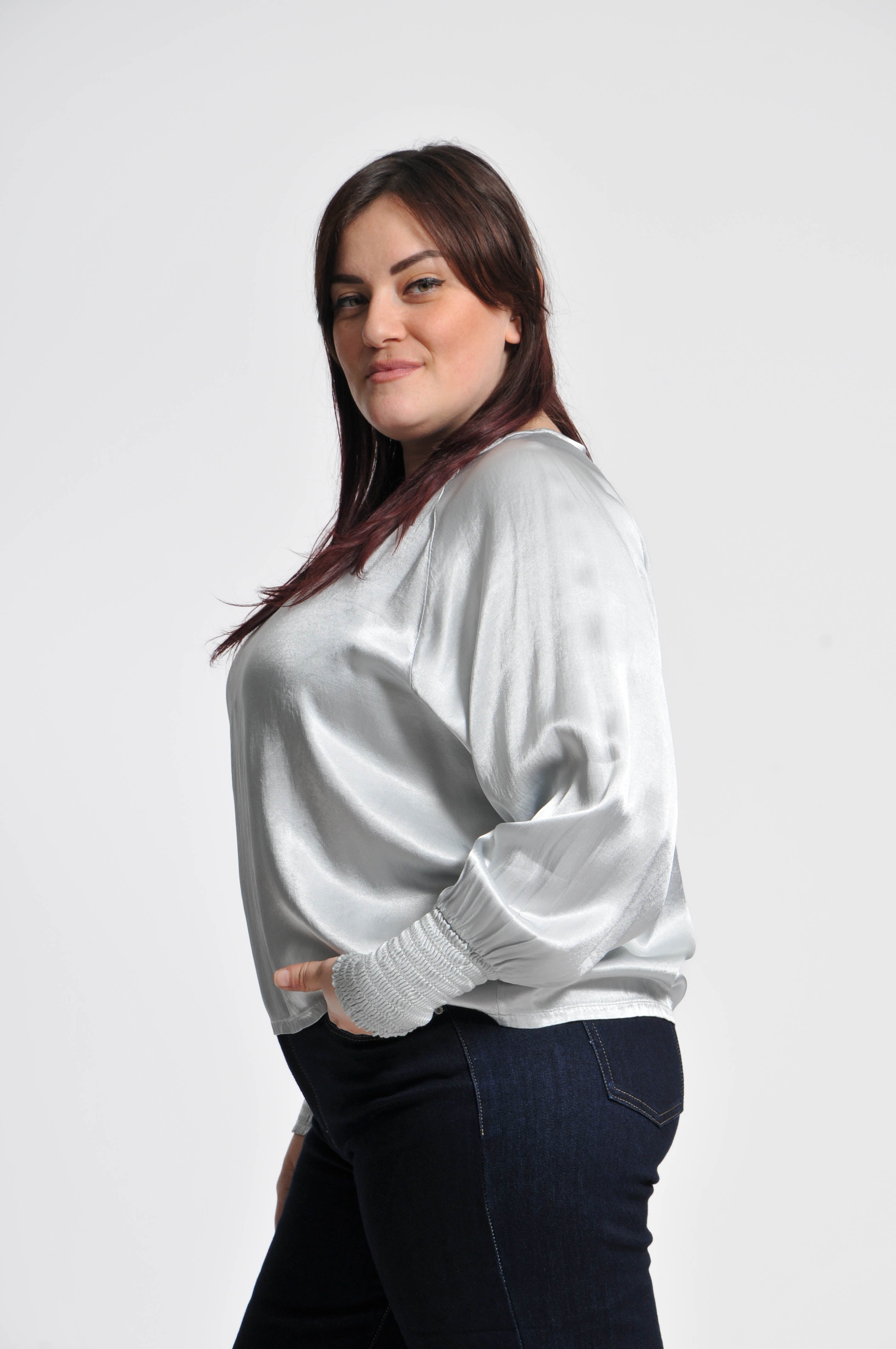 Ocean Blouse with Elastic Sleeves