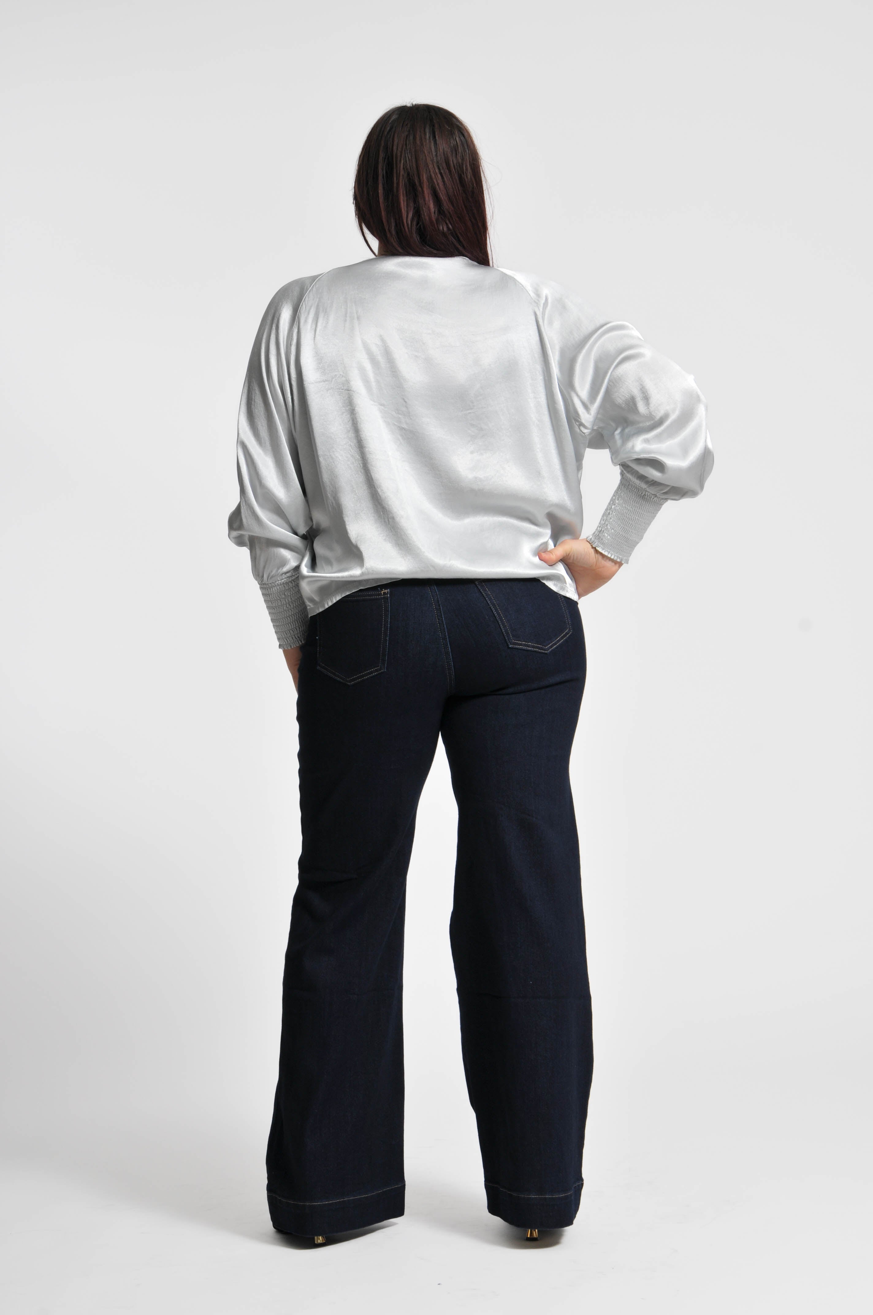 Ocean Blouse with Elastic Sleeves