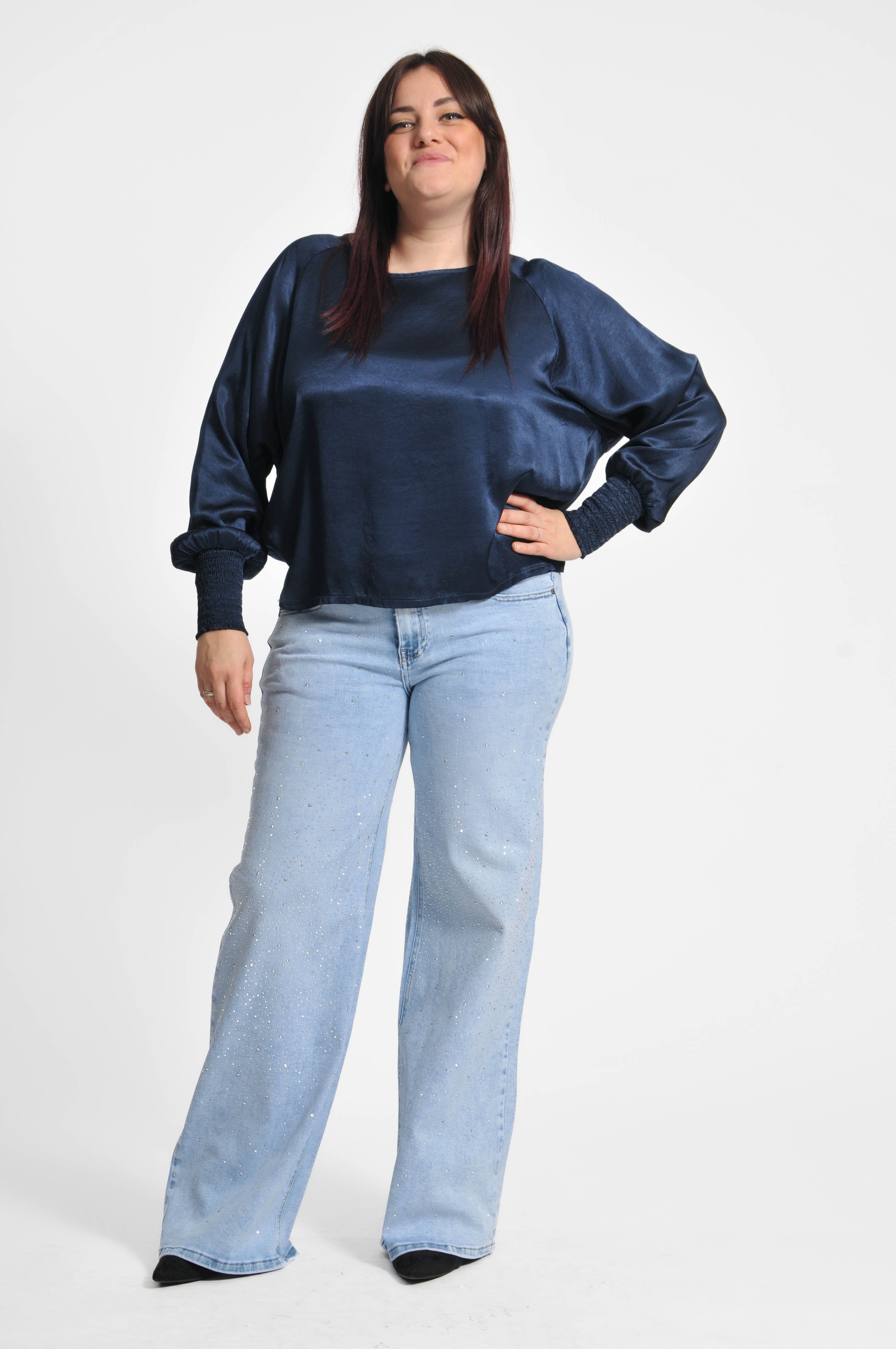 Ocean Blouse with Elastic Sleeves