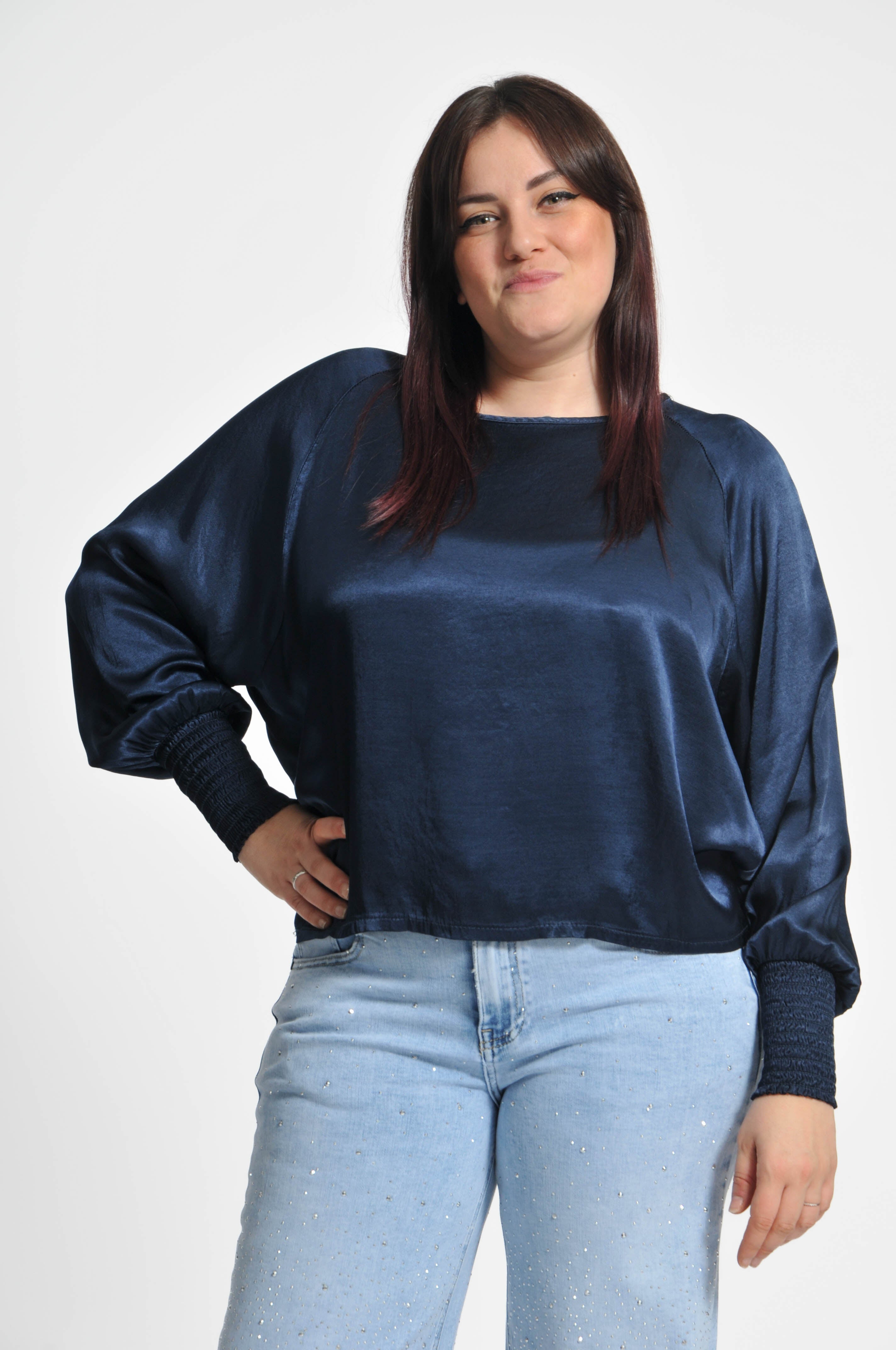 Ocean Blouse with Elastic Sleeves