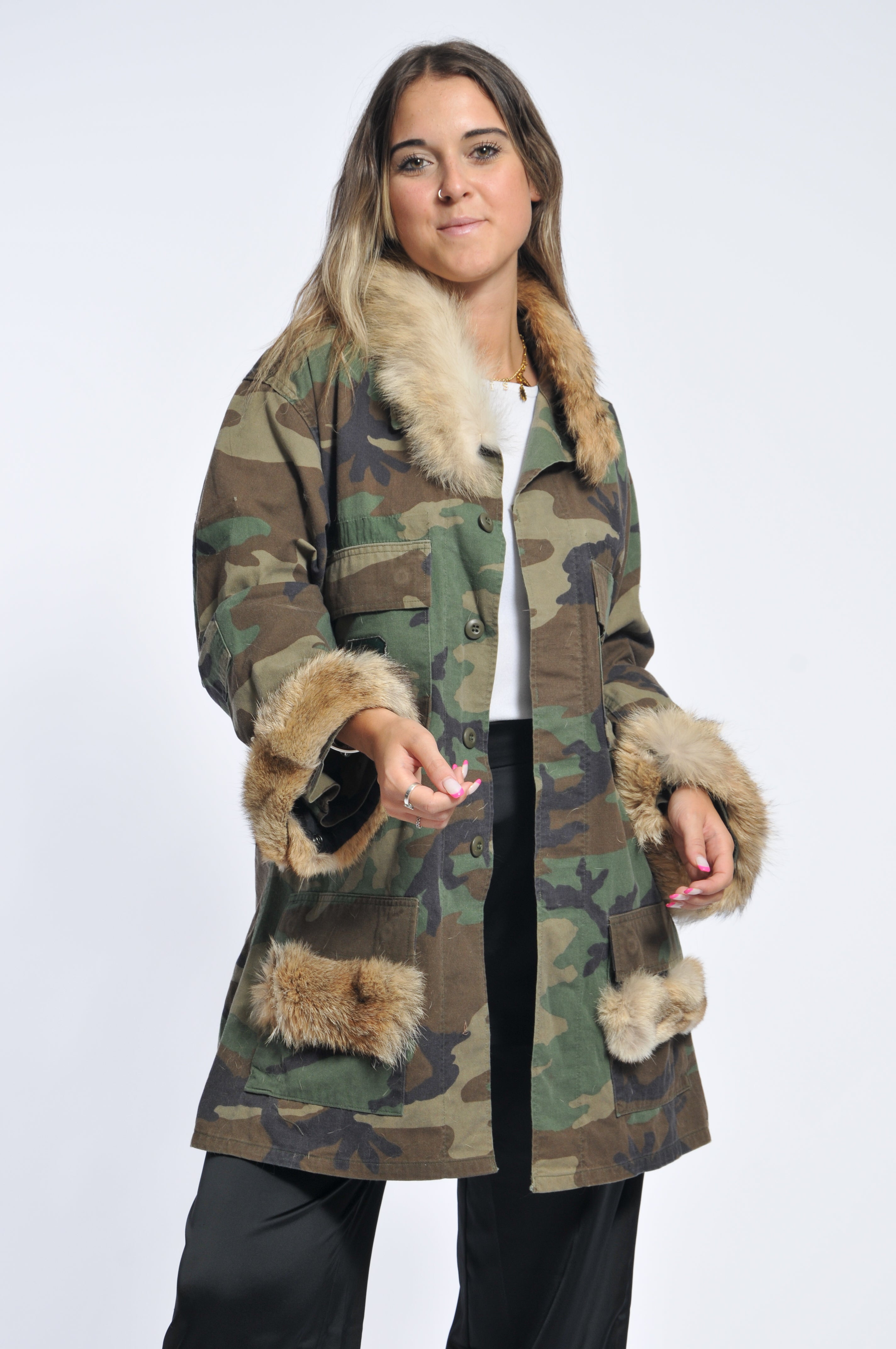 Giacca Military Camouflage Ecopelliccia