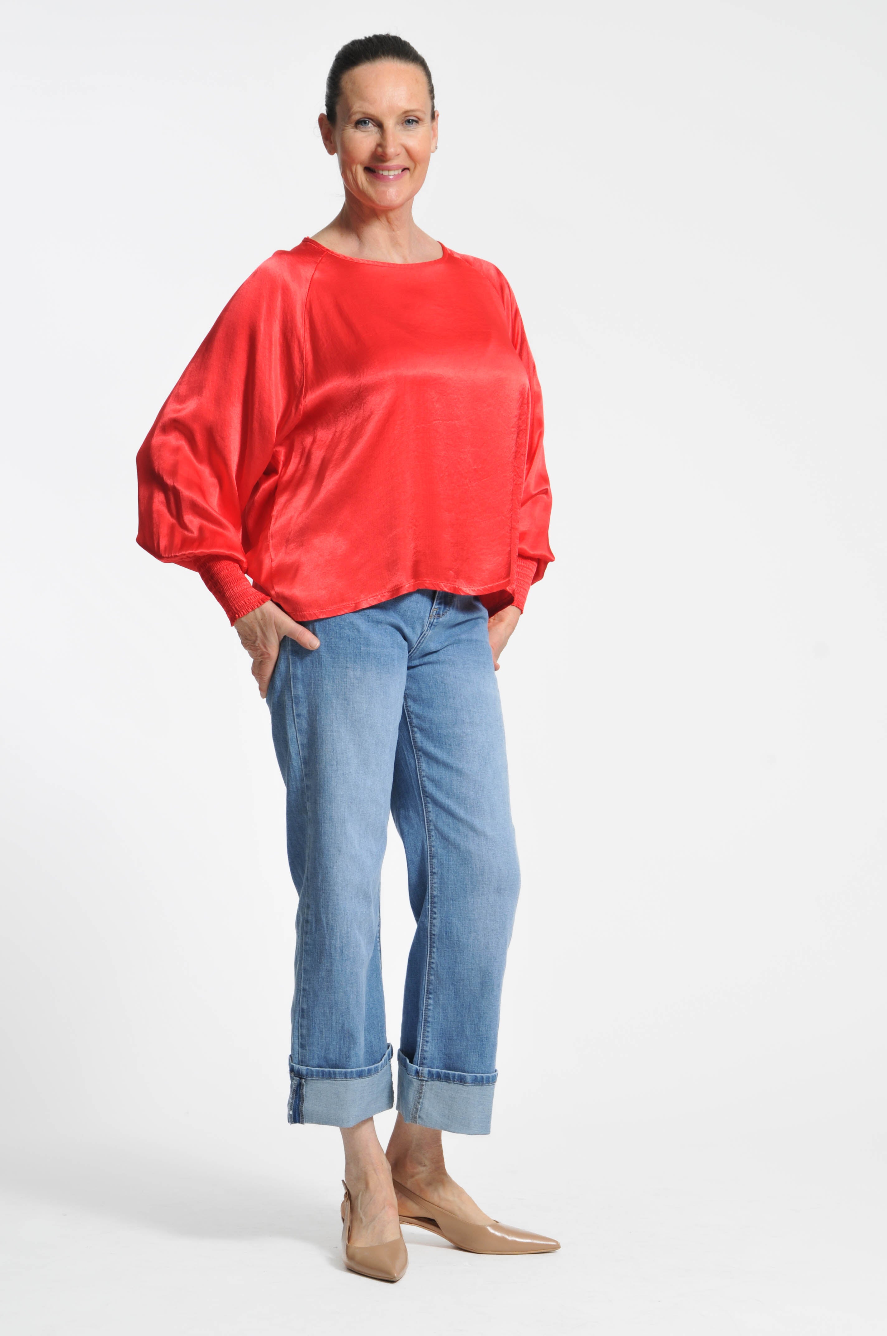 Ocean Blouse with Elastic Sleeves