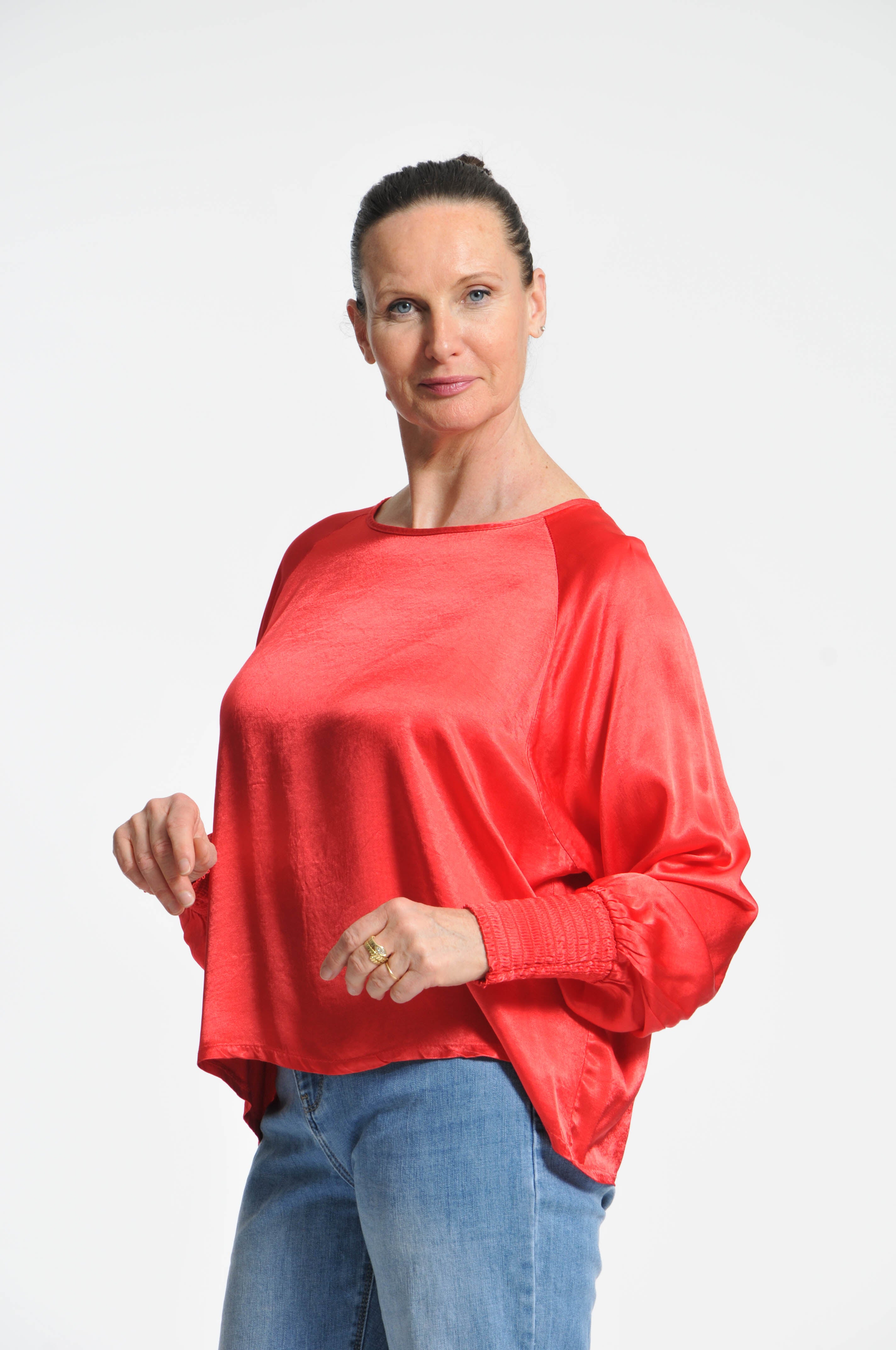Ocean Blouse with Elastic Sleeves