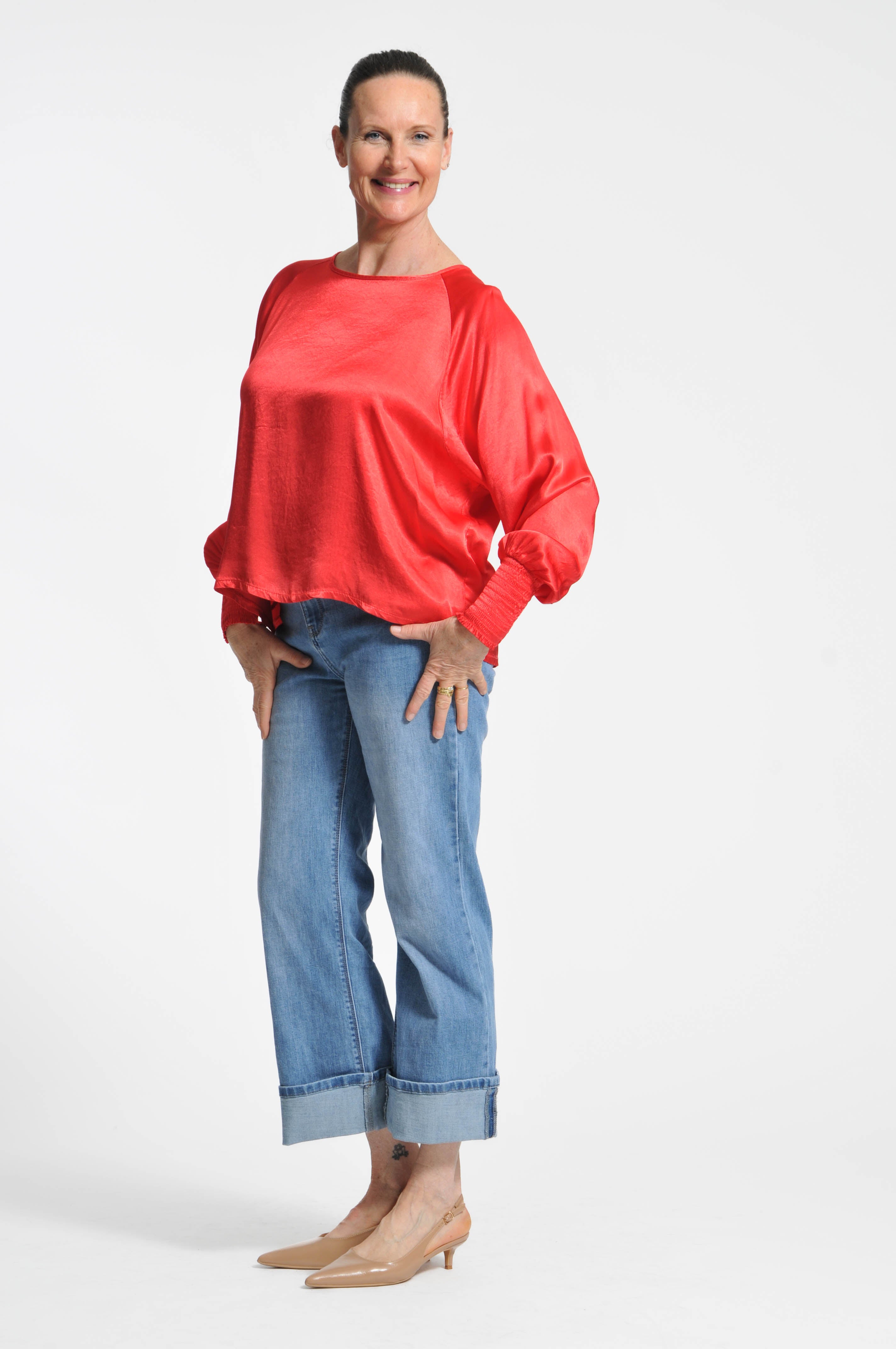 Ocean Blouse with Elastic Sleeves