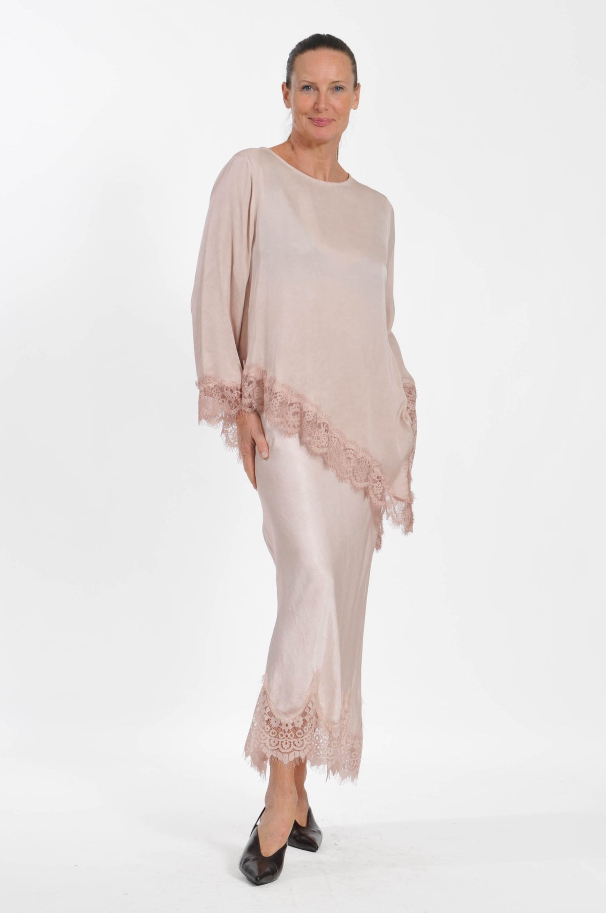 T-shirt Ocean Pizzo Asimmetrica Manica Lunga