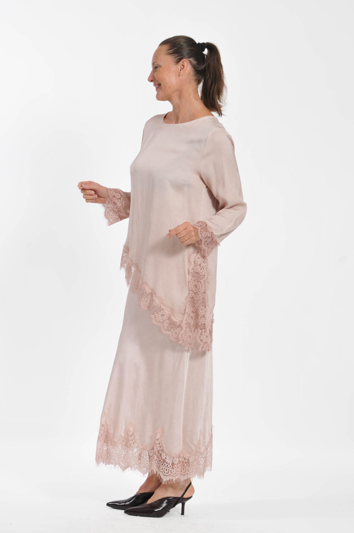 T-shirt Ocean Pizzo Asimmetrica Manica Lunga