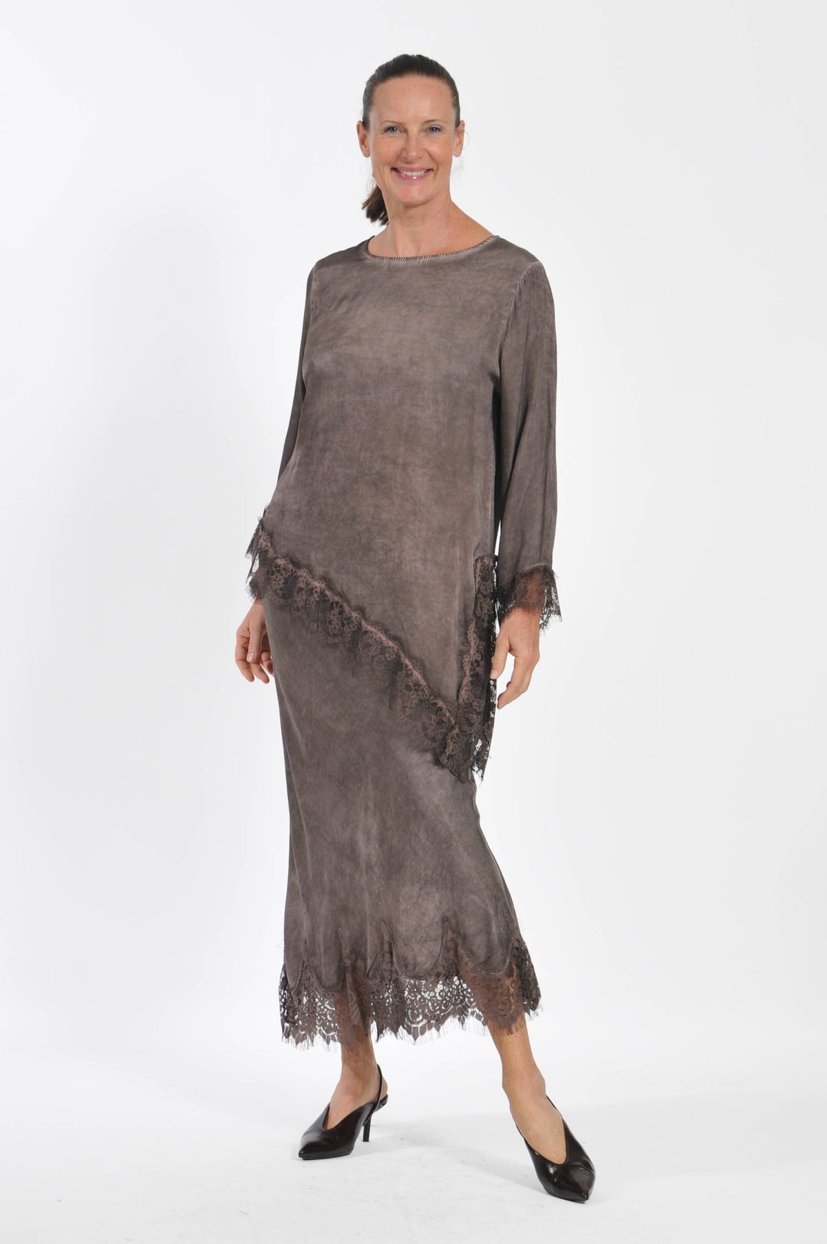 T-shirt Ocean Pizzo Asimmetrica Manica Lunga