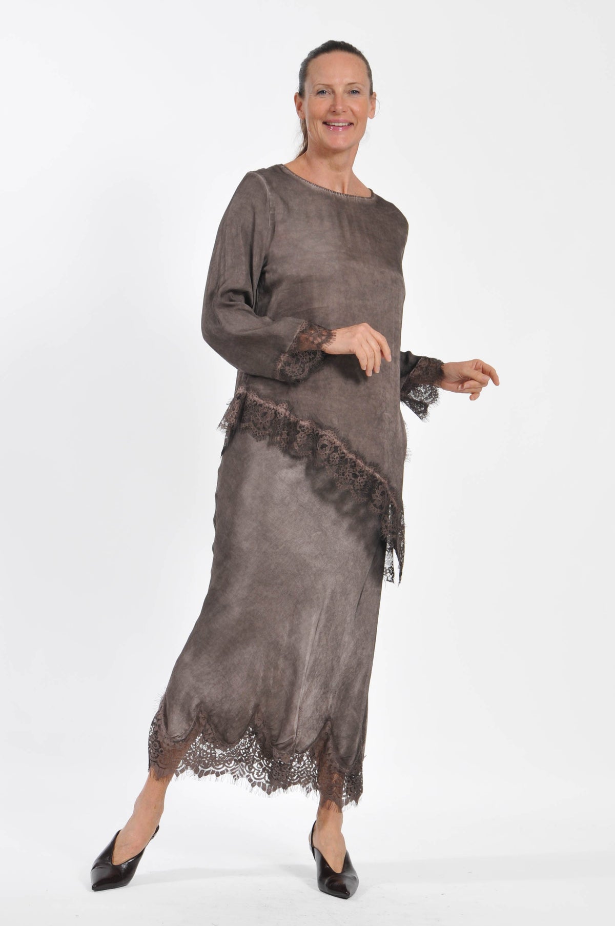 T-shirt Ocean Pizzo Asimmetrica Manica Lunga