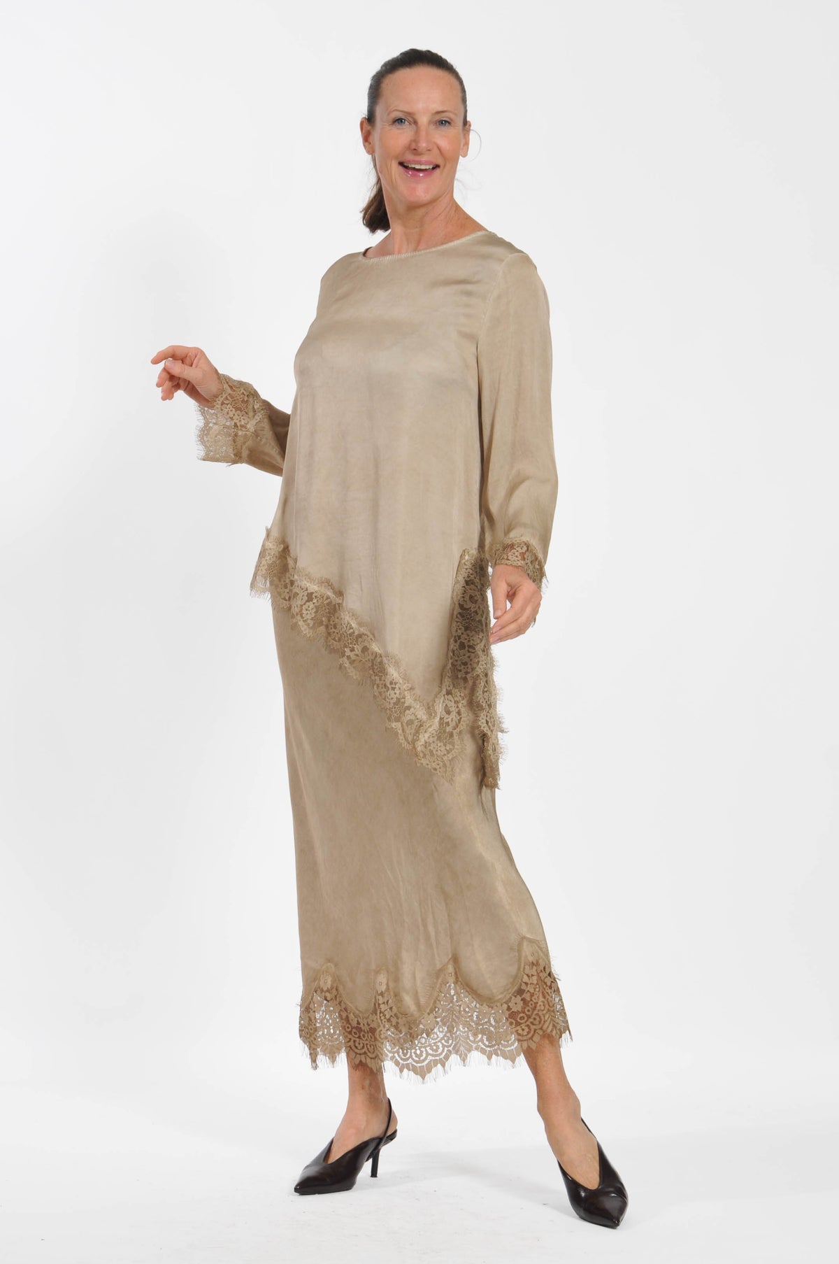 T-shirt Ocean Pizzo Asimmetrica Manica Lunga