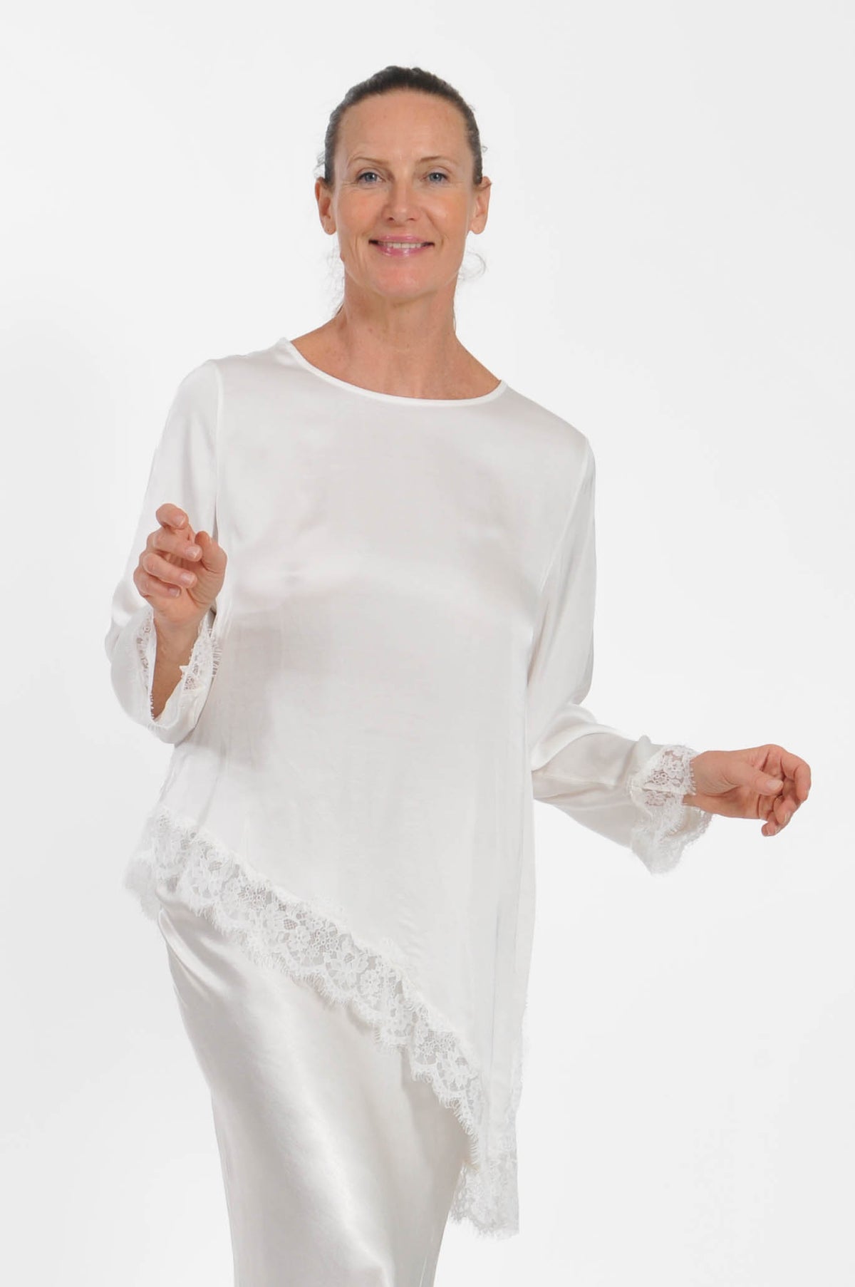 T-shirt Ocean Pizzo Asimmetrica Manica Lunga