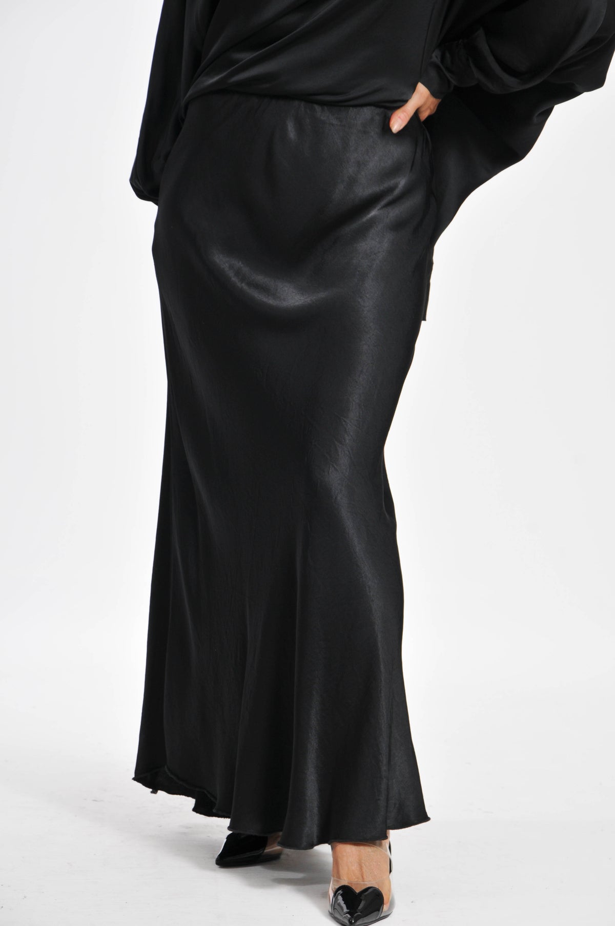 Long Satin Ocean Skirt