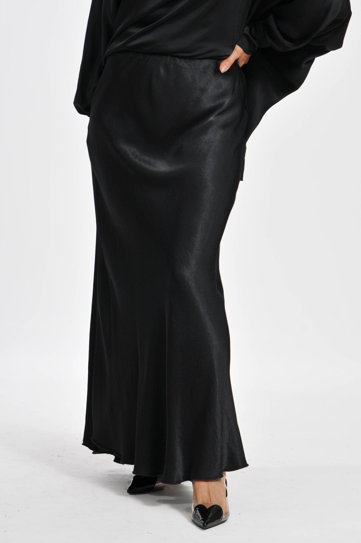Long Satin Ocean Skirt
