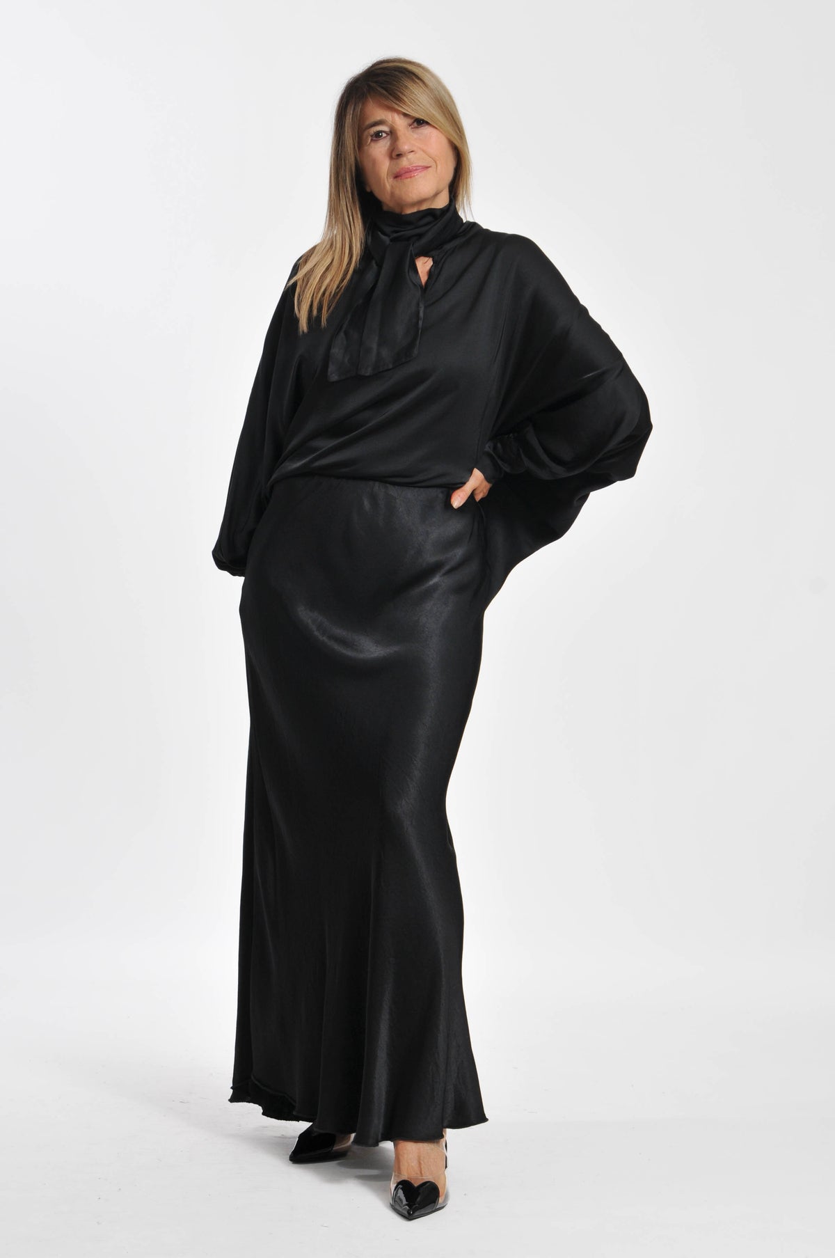 Long Satin Ocean Skirt